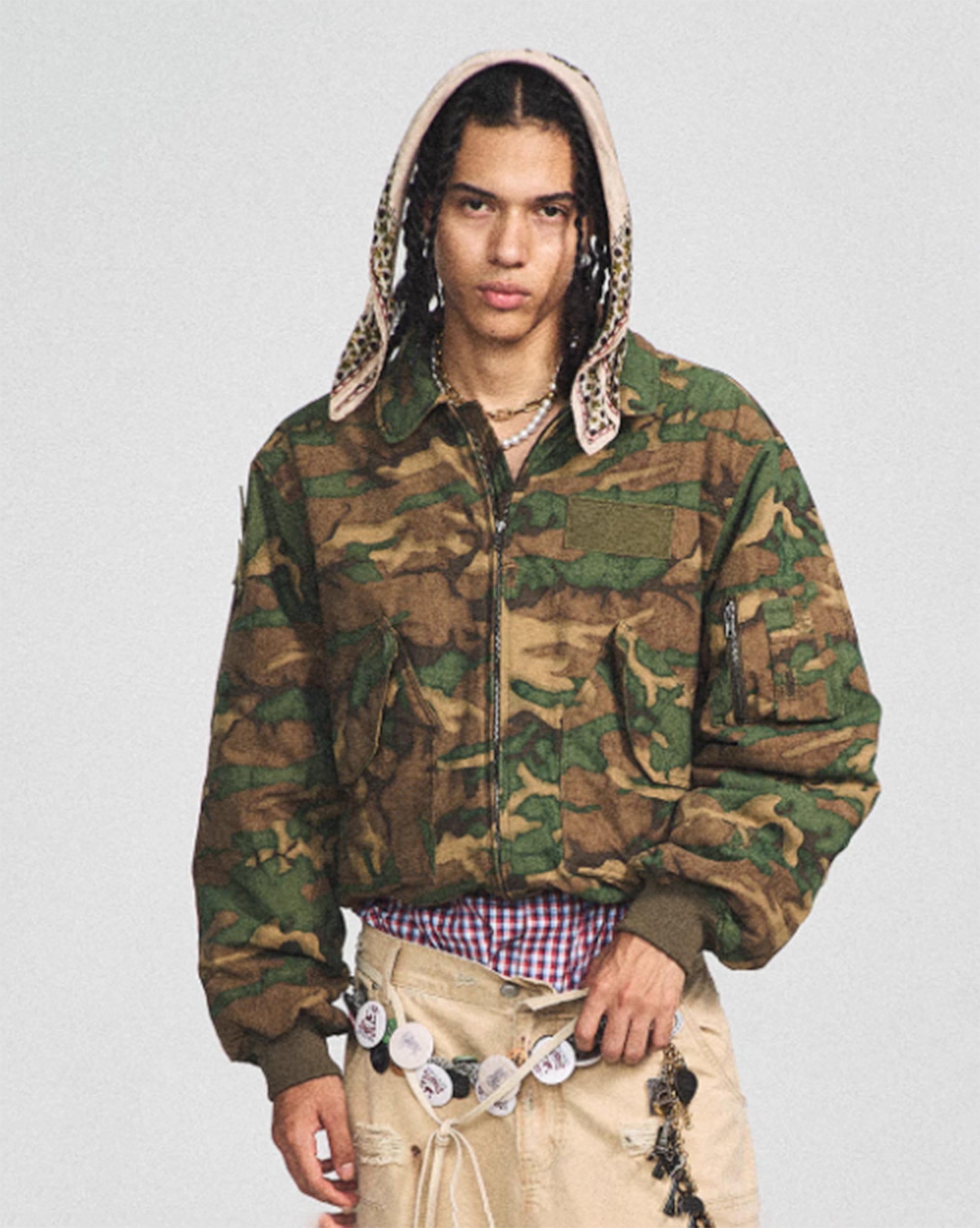 STEEPC Camo MA2 Multi-Pocket Patchwork Reversible Jacket, premium urban and streetwear designers apparel on PROJECTISR.com, STEEPC