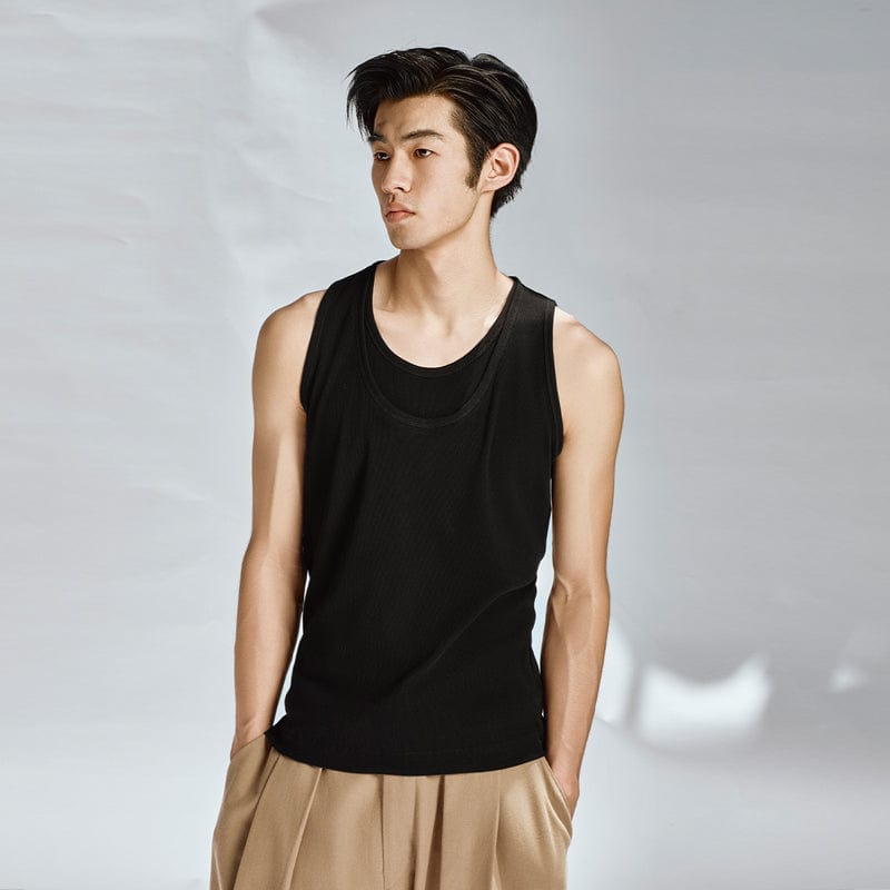 OPICLOTH Double-Layer Ribbed Tank Top, premium urban and streetwear designers apparel on PROJECTISR.com, OPICLOTH