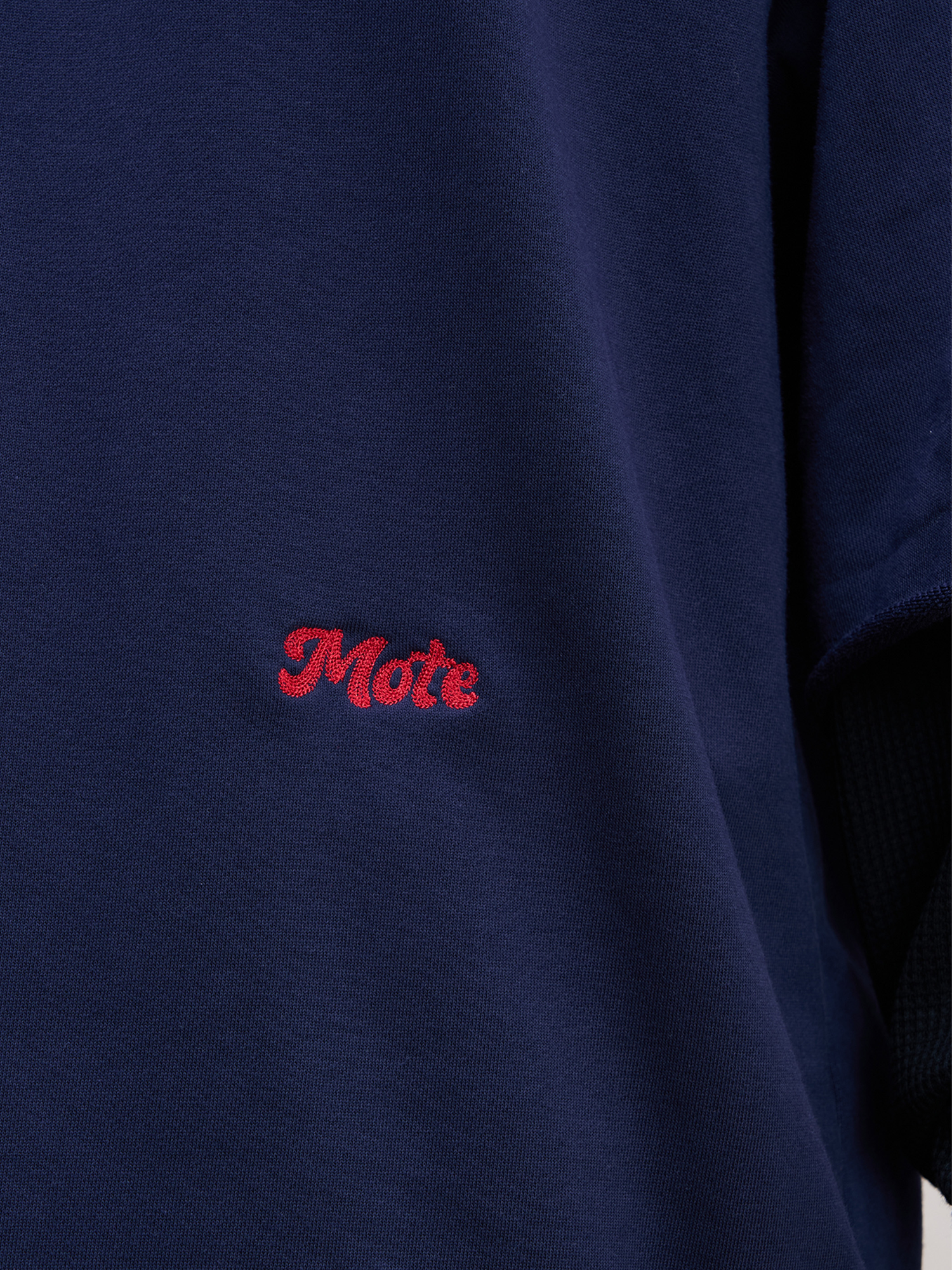 UNLIMITED MOTE Waffle Sleeve Layered Drawstring Hem Sweatshirt