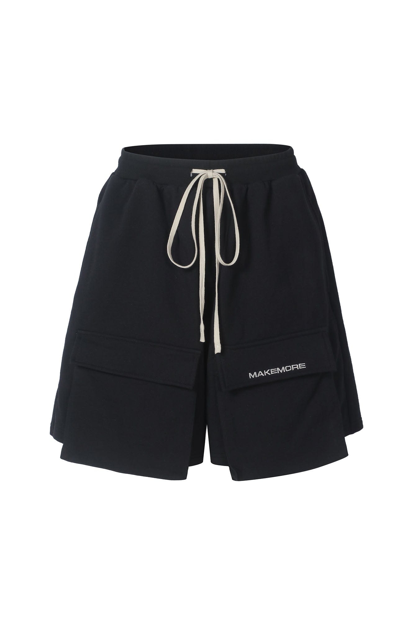 MAKEMORE Flap-Pocket Wide-Leg Drawstring Shorts, premium urban and streetwear designers apparel on PROJECTISR.com, MAKEMORE
