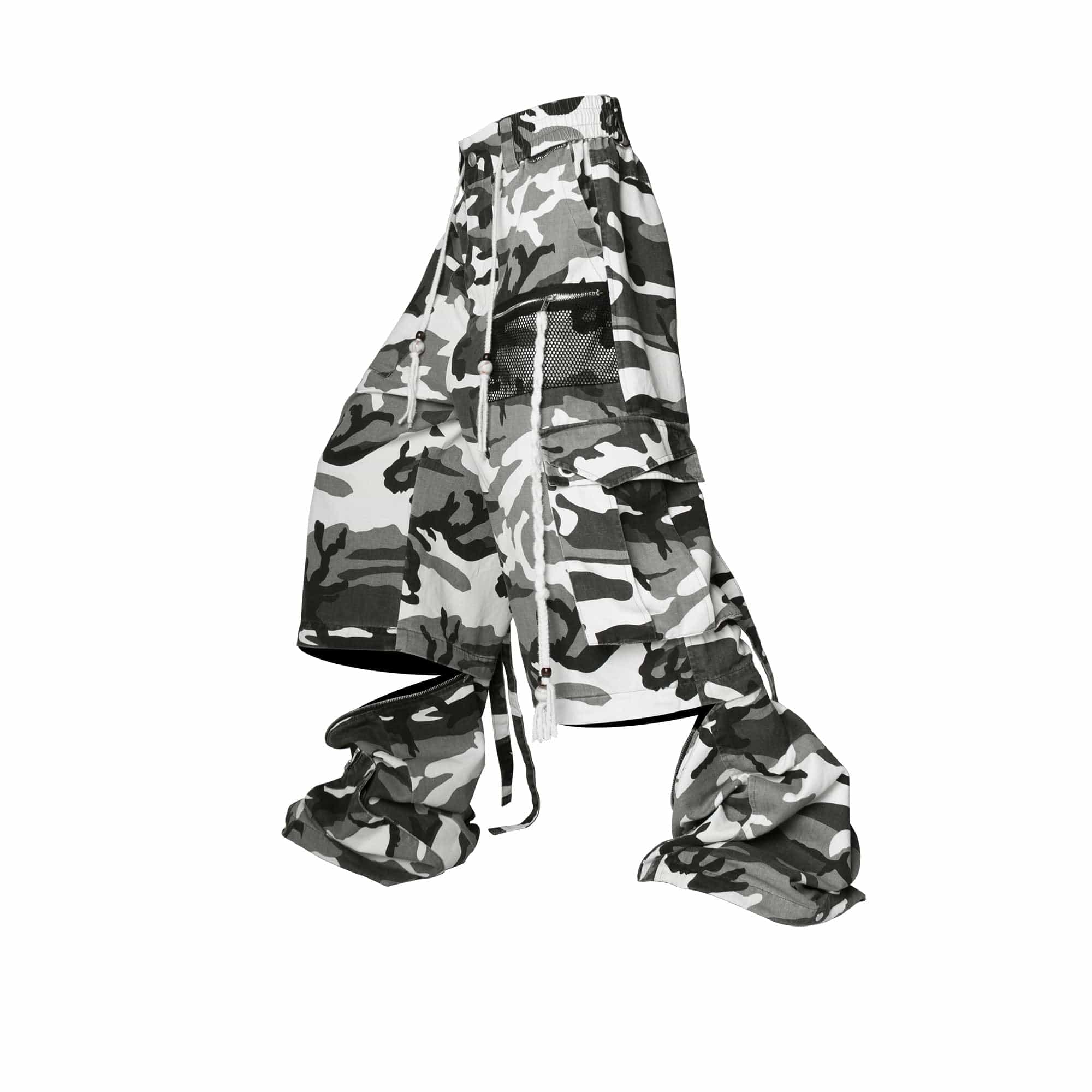 RELABEL Detachable Beaded Drawstring Cargo Camo, premium urban and streetwear designers apparel on PROJECTISR.com, RELABEL