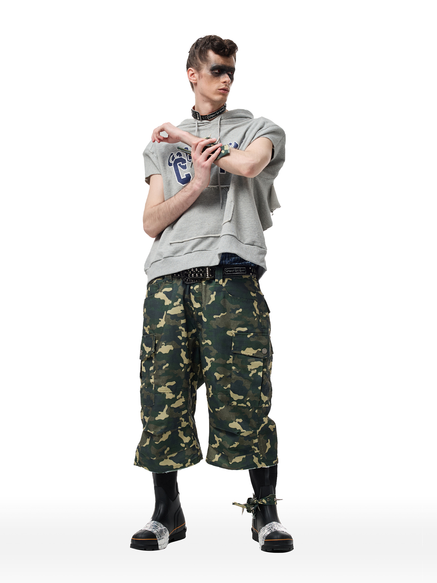 CYCYCY Camo Wide-Leg Cargo Shorts