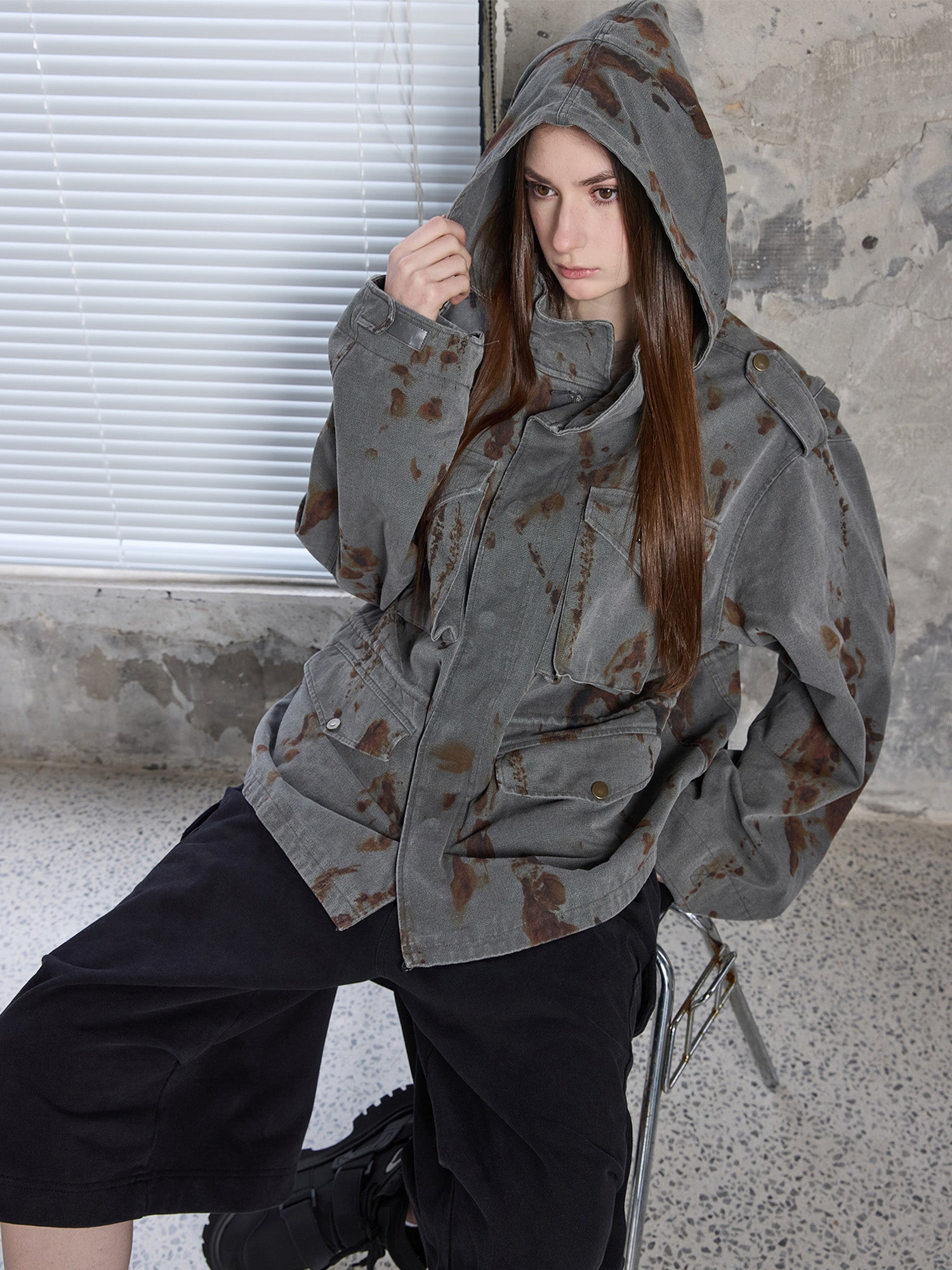 ERROR CODE ROBOT Washed Rust Multi-Pocket Jacket, premium urban and streetwear designers apparel on PROJECTISR.com, ERROR CODE ROBOT