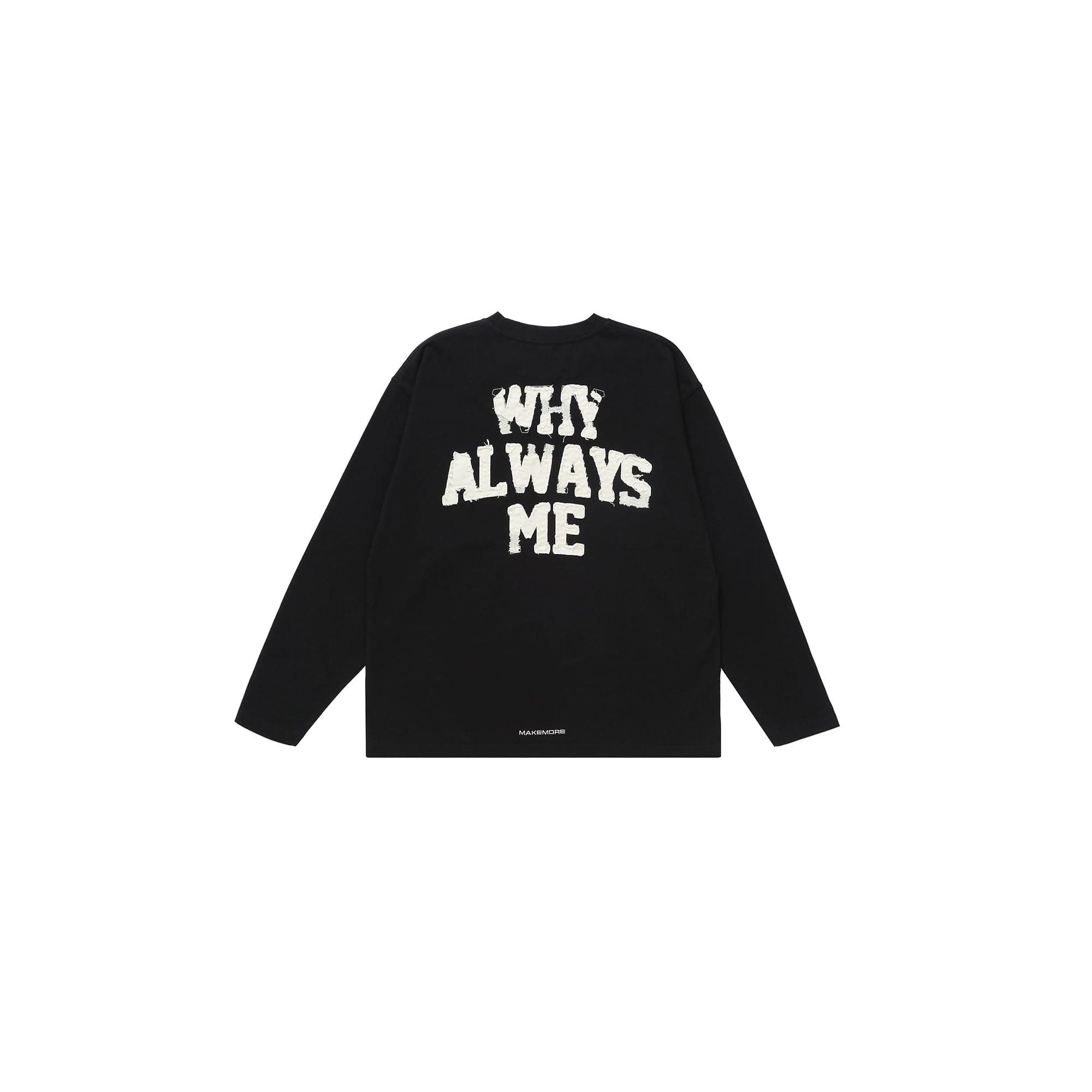 MAKEMORE Text Graphic Patch Long-Sleeve Tee, premium urban and streetwear designers apparel on PROJECTISR.com, MAKEMORE