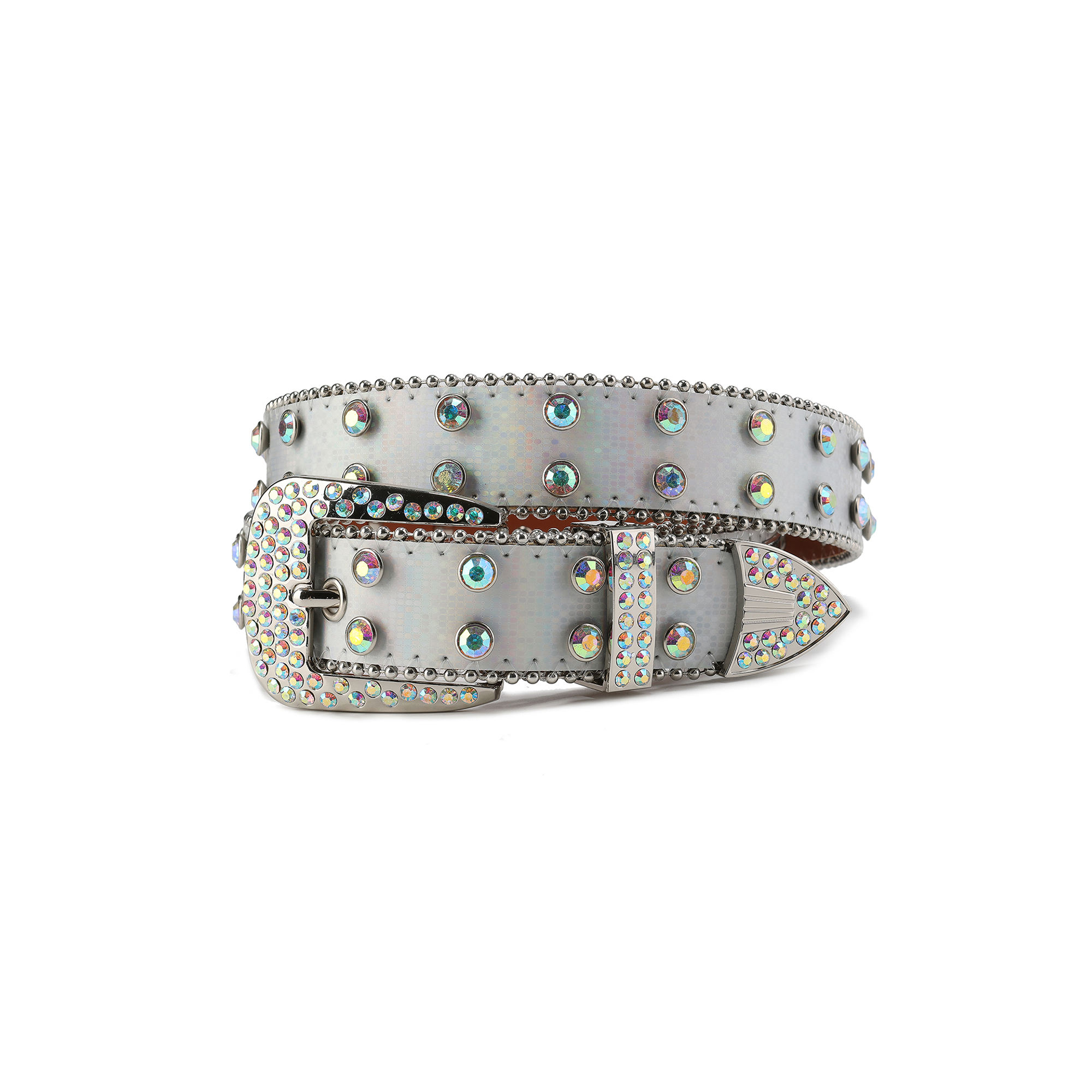 CYCYCY Iridescent Diamond Studded Buckle Belt