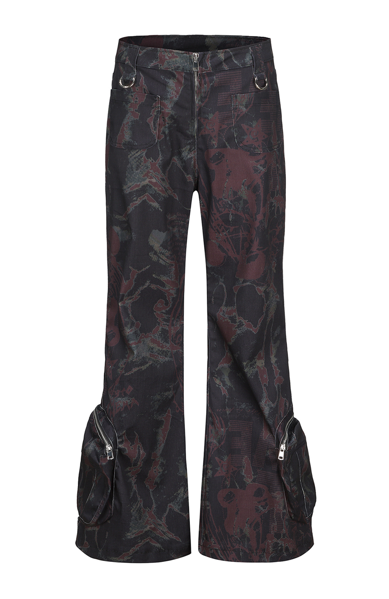 CYCYCY Abstract Graphic Cargo Flared Jeans