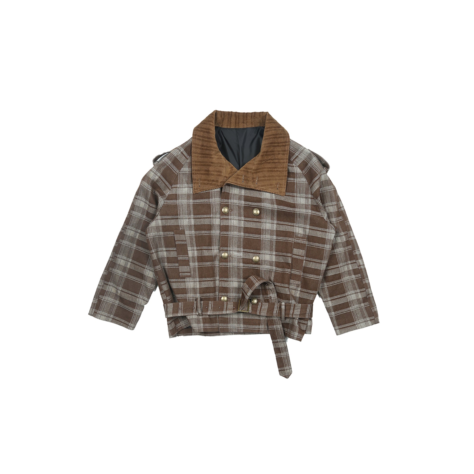 TRECLUB Retro Plaid Double-Breasted Trench Jacket, premium urban and streetwear designers apparel on PROJECTISR.com, TRECLUB