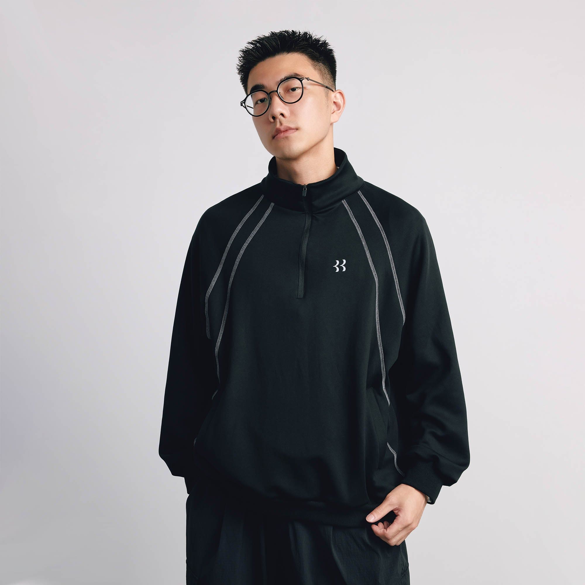 BANANA CLUB Stitch Half-Zip Pullover Sweatshirt, premium urban and streetwear designers apparel on PROJECTISR.com, BANANA CLUB