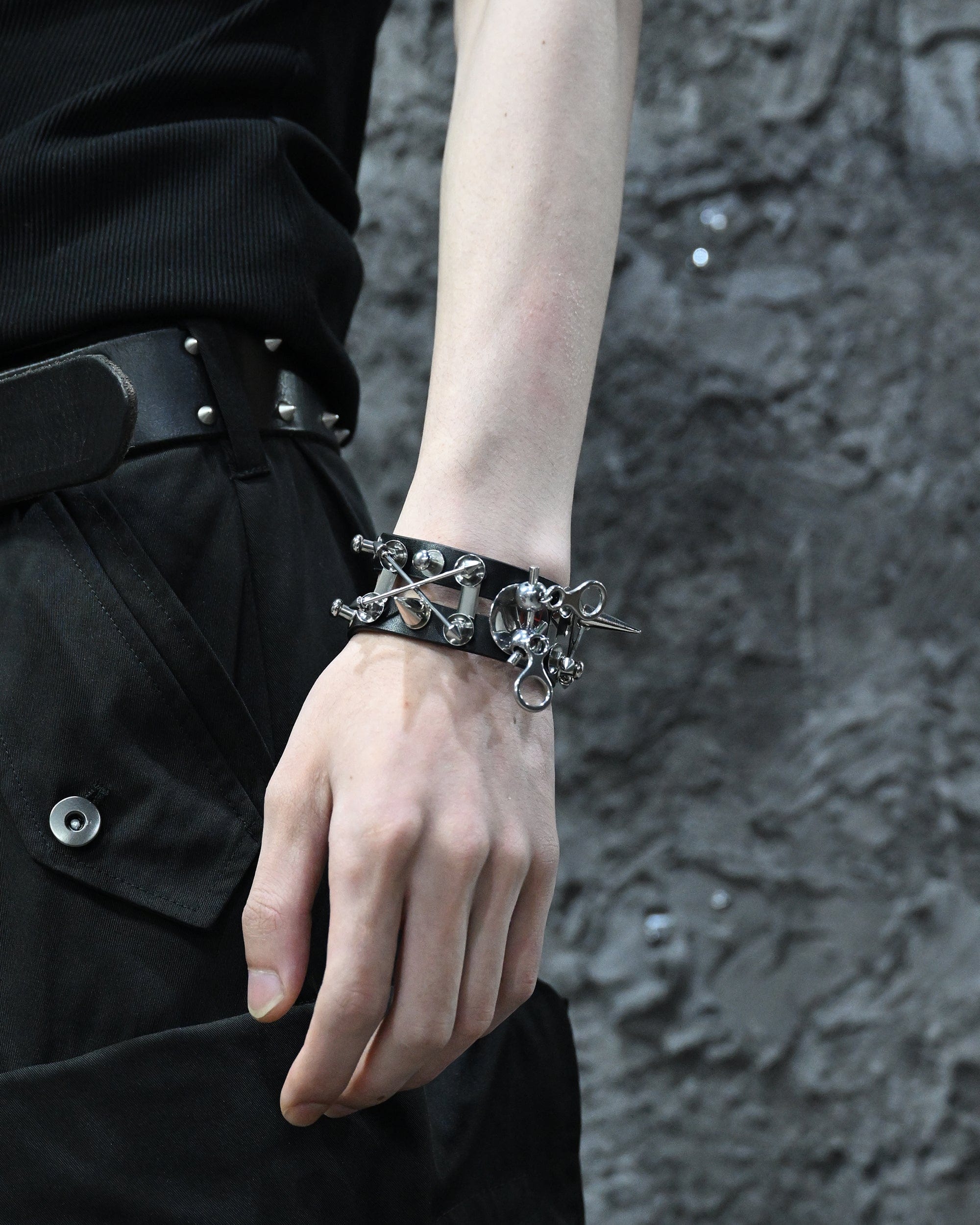 ILLUSORY Modern Hunter Adjustable Chain Rivet PU Bracelet, premium urban and streetwear designers apparel on PROJECTISR.com, ILLUSORY