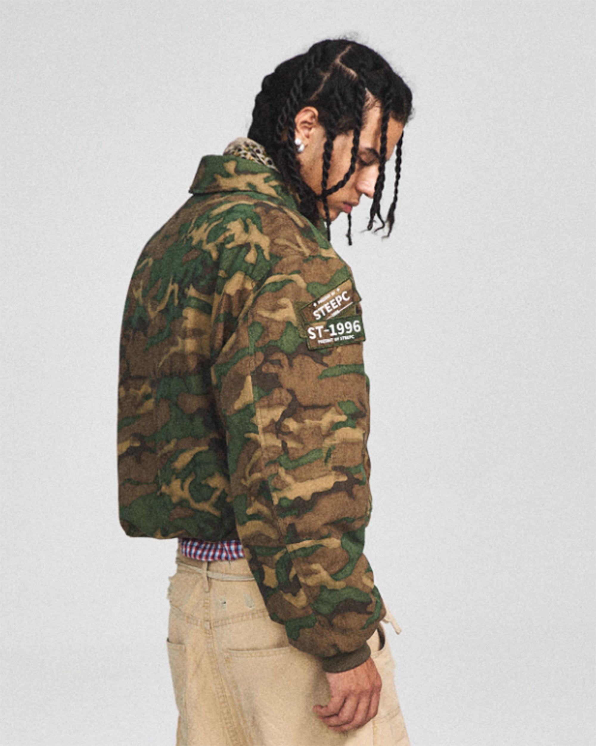 STEEPC Camo MA2 Multi-Pocket Patchwork Reversible Jacket, premium urban and streetwear designers apparel on PROJECTISR.com, STEEPC