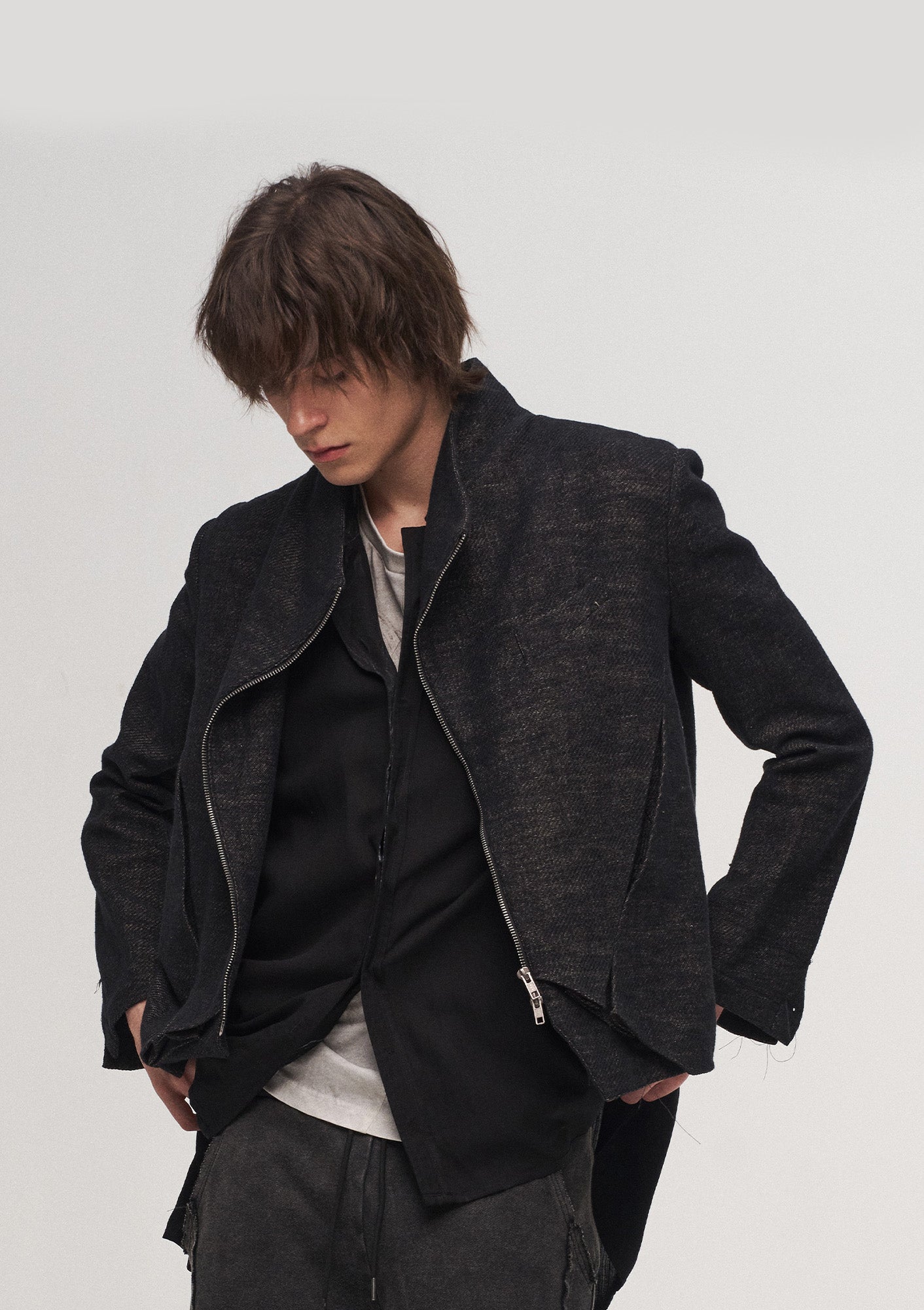 ILNya Nieternite Nifutur Double-Layer Weave Linen Jacket Black, premium urban and streetwear designers apparel on PROJECTISR.com, ILNya Nieternite Nifutur