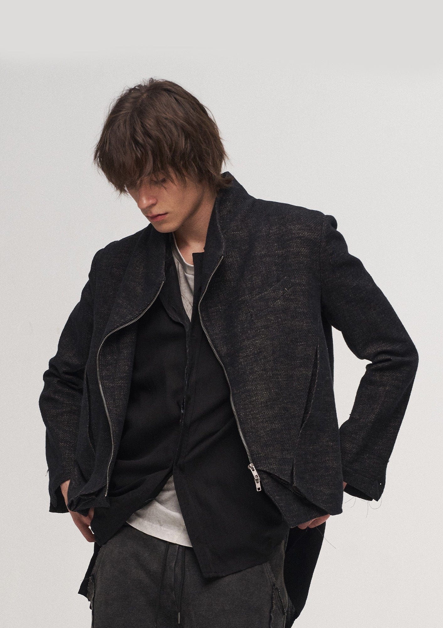 ILNya Nieternite Nifutur Double-Layer Weave Linen Jacket Black, premium urban and streetwear designers apparel on PROJECTISR.com, ILNya Nieternite Nifutur