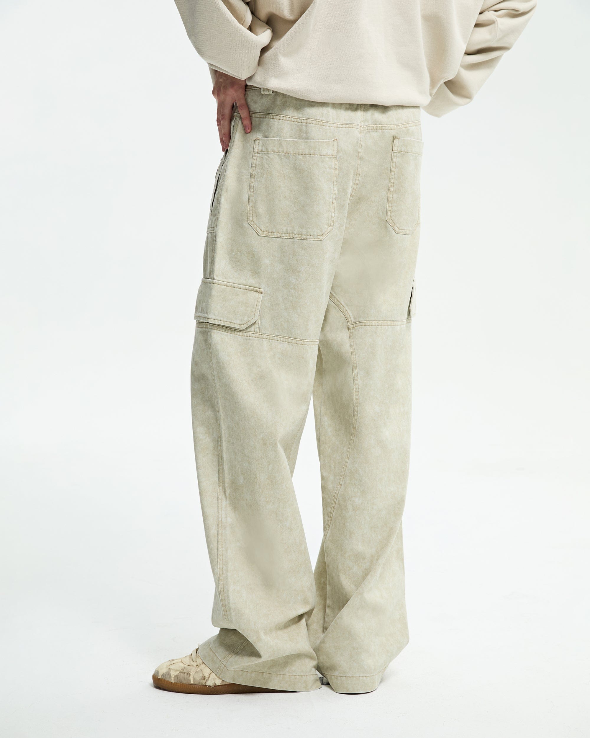 ORGANIC EMOTION Deconstructed Layered-pocket Button Pants, premium urban and streetwear designers apparel on PROJECTISR.com, ORGANIC EMOTION