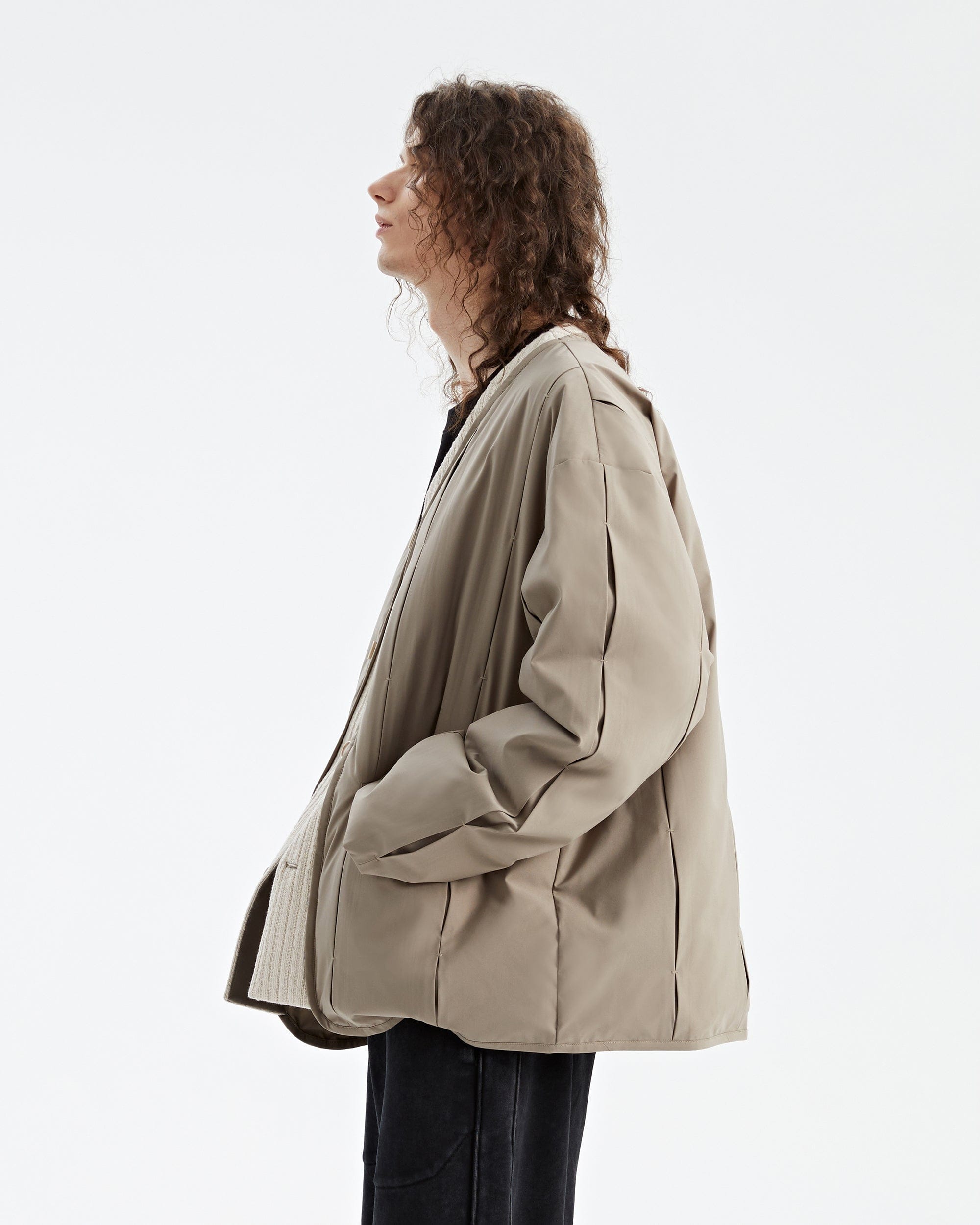 ORGANIC EMOTION Spliced Waterproof Duck Down Scarf Jacket, premium urban and streetwear designers apparel on PROJECTISR.com, ORGANIC EMOTION