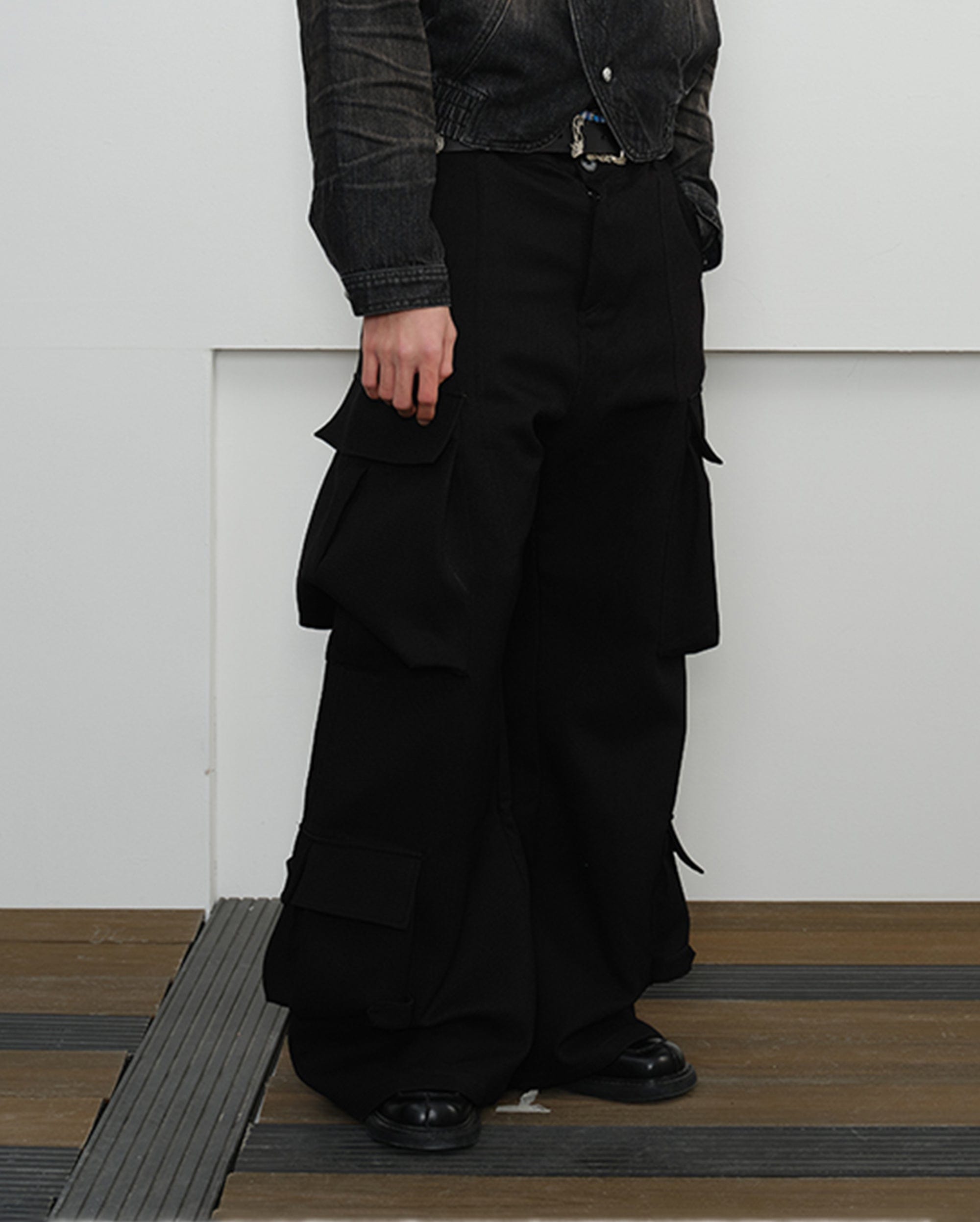 KREATE Multi-Pocket Wide-Leg Cargo Trousers, premium urban and streetwear designers apparel on PROJECTISR.com, KREATE