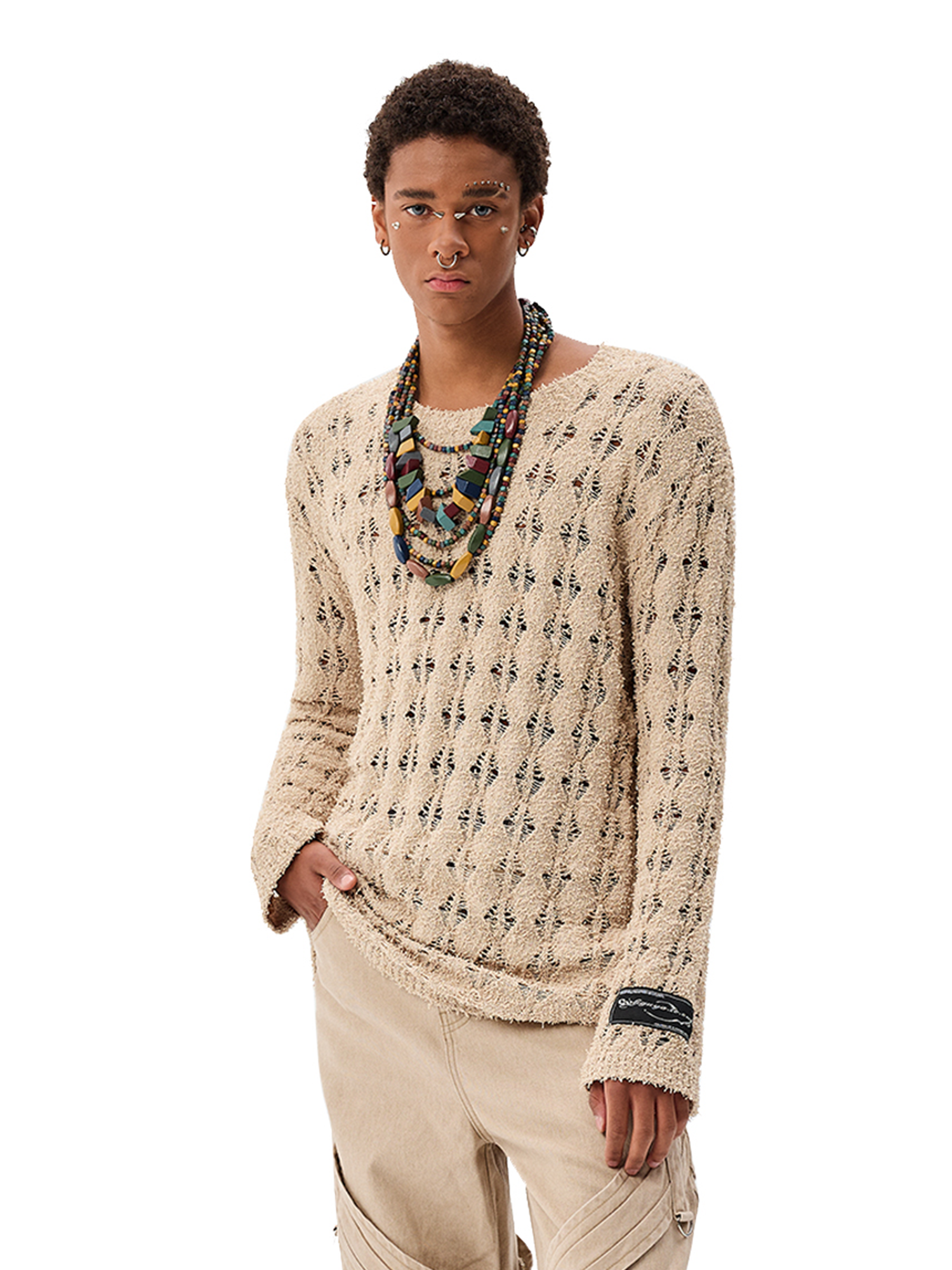 CYCYCY Punk Open-Knit Distressed Sweater