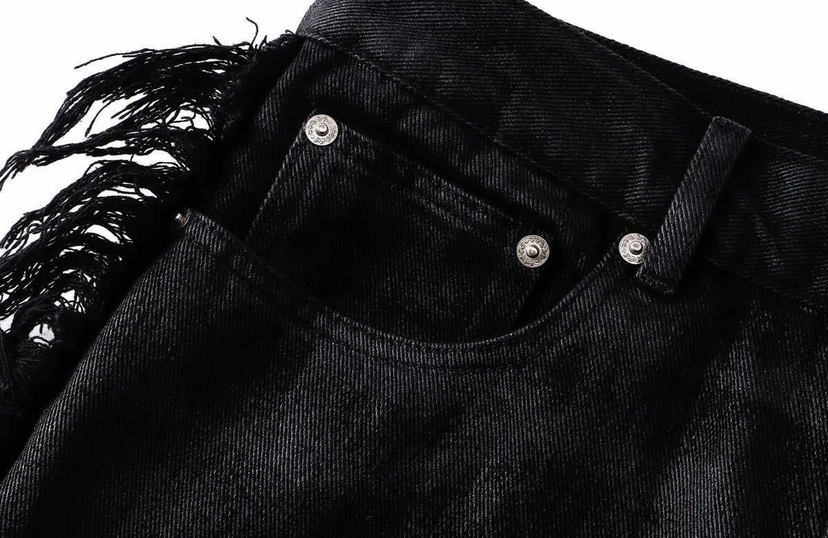 REBEL WAVE Frayed Raw Edge Flared Jeans