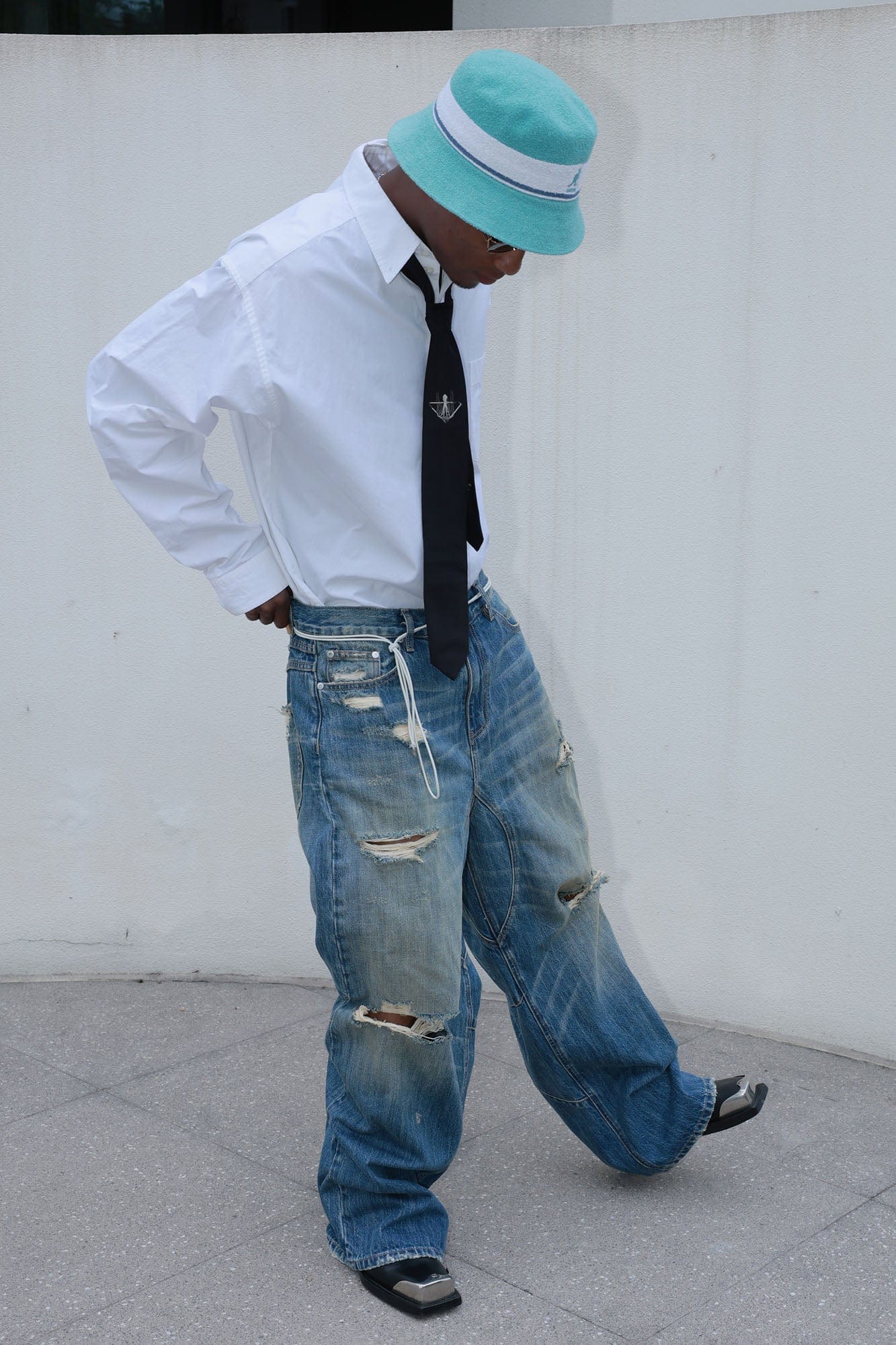 STEEPC Washed Rippled Straight-Leg Jeans, premium urban and streetwear designers apparel on PROJECTISR.com, STEEPC