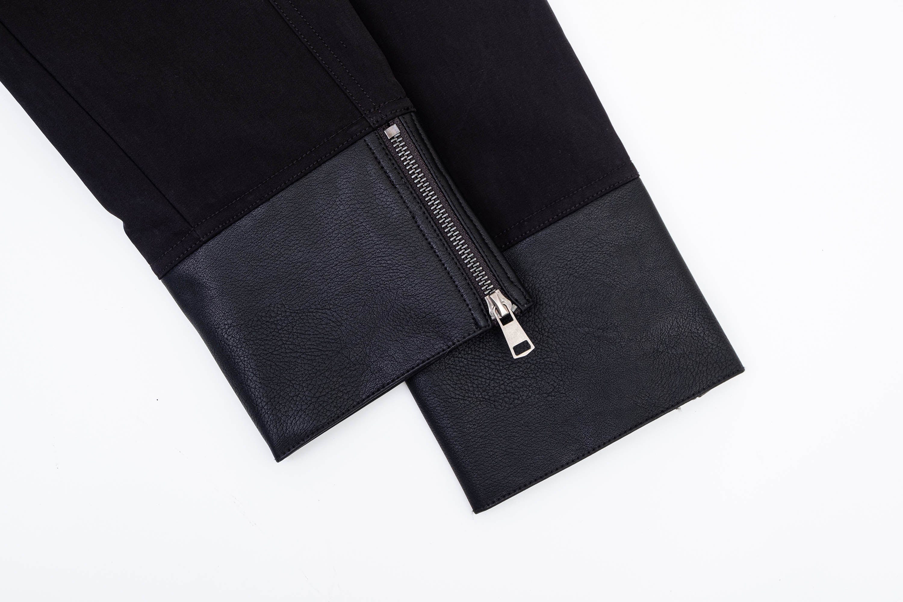 IN EXISTENCE Multi-Zip Asymmetrical Spliced Leather Biker Jacket, premium urban and streetwear designers apparel on PROJECTISR.com, IN EXISTENCE