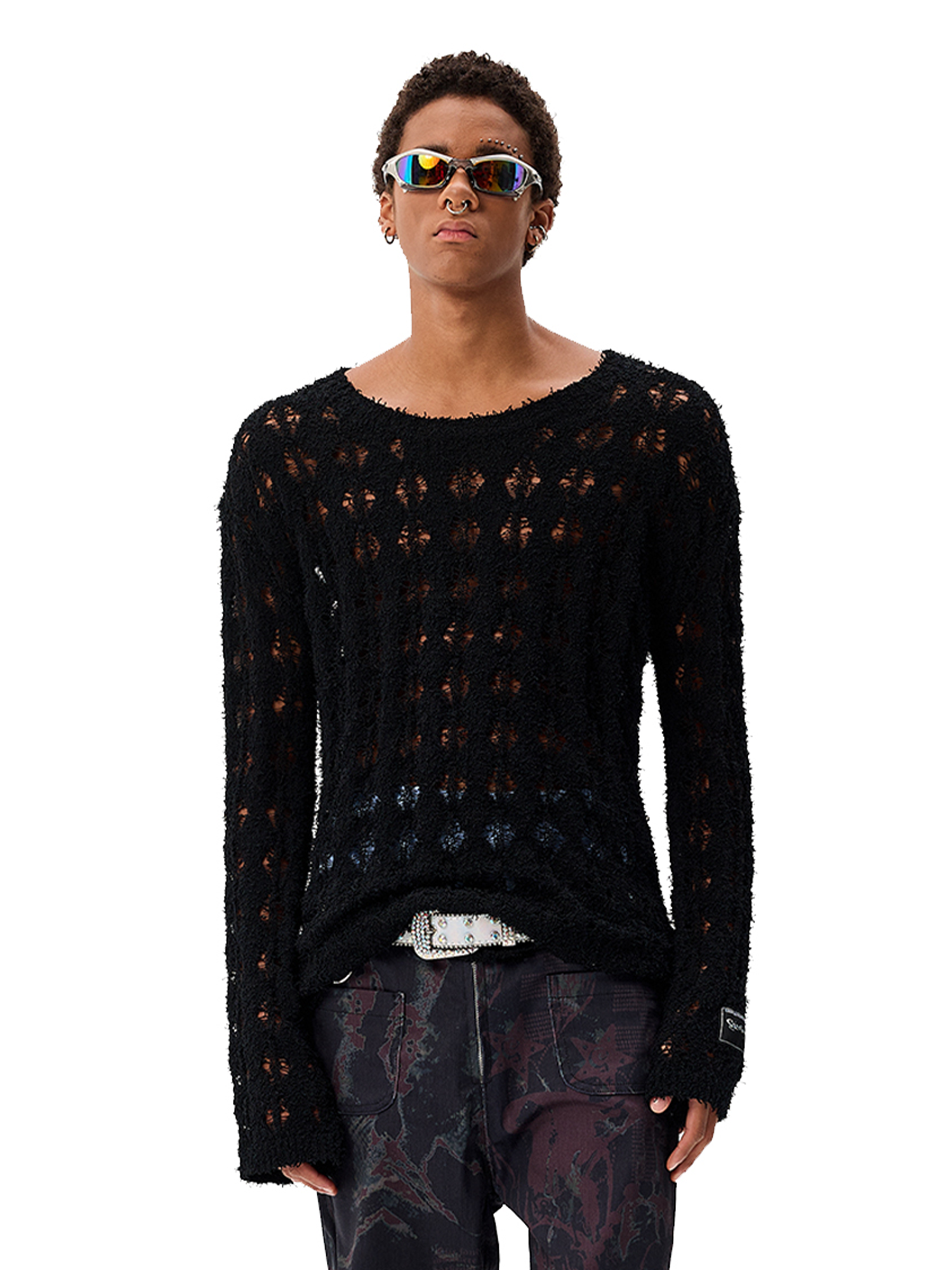 CYCYCY Punk Open-Knit Distressed Sweater