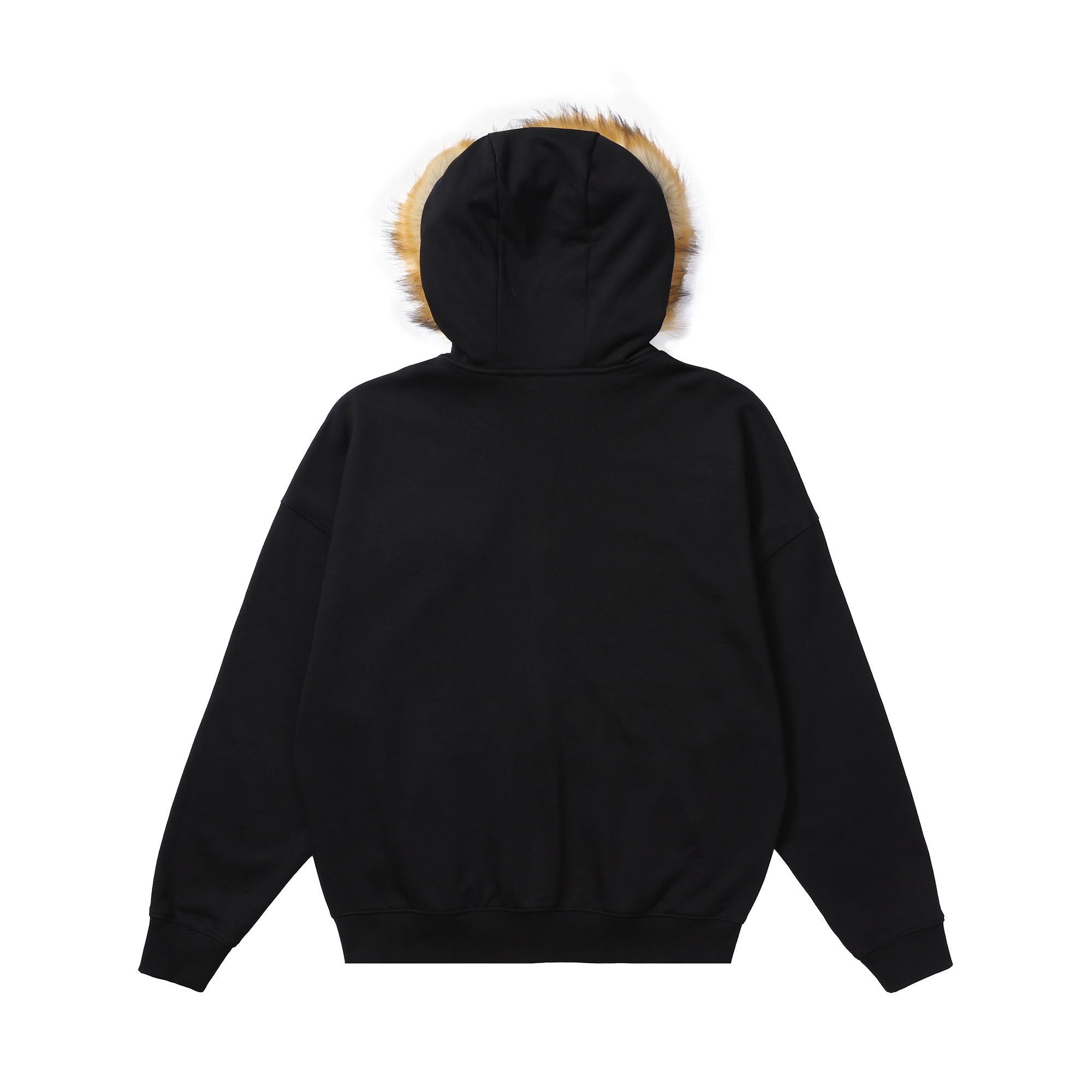 MAKEMORE Faux Fur Trim Pearl Patch Hooded Jacket