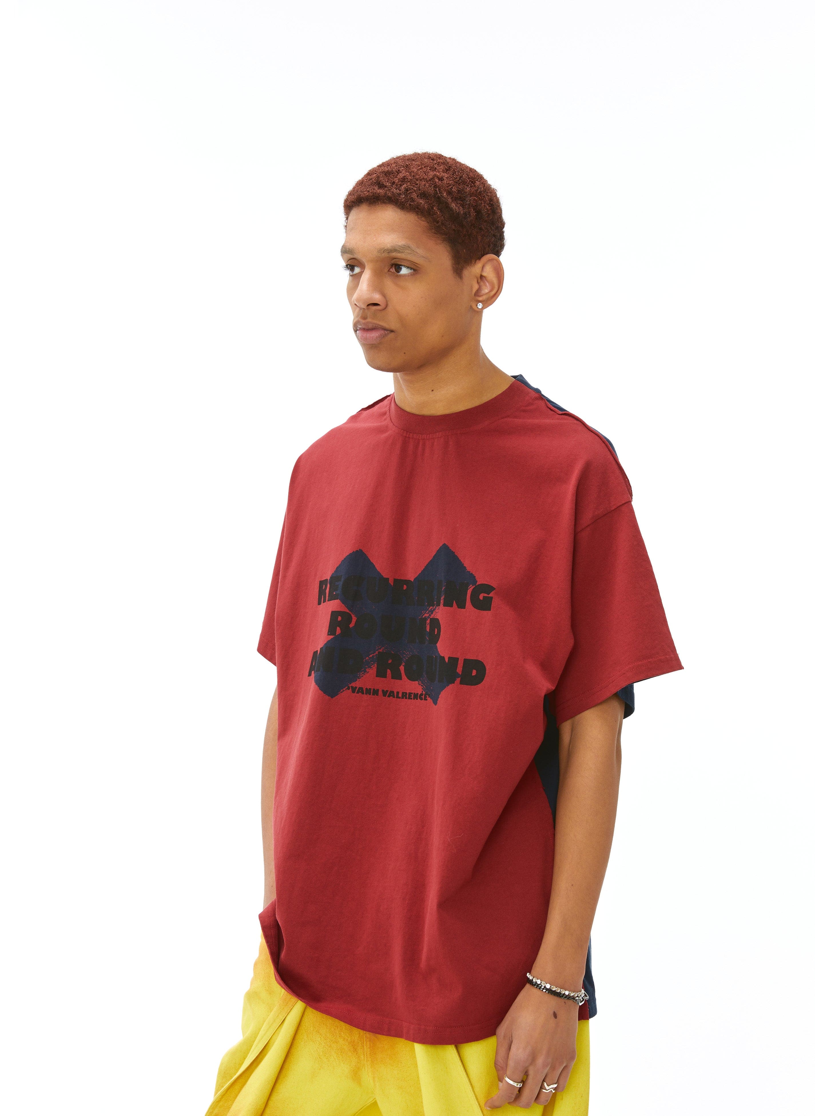 VANN VALRENCE Contrast Split Graphic T-Shirt