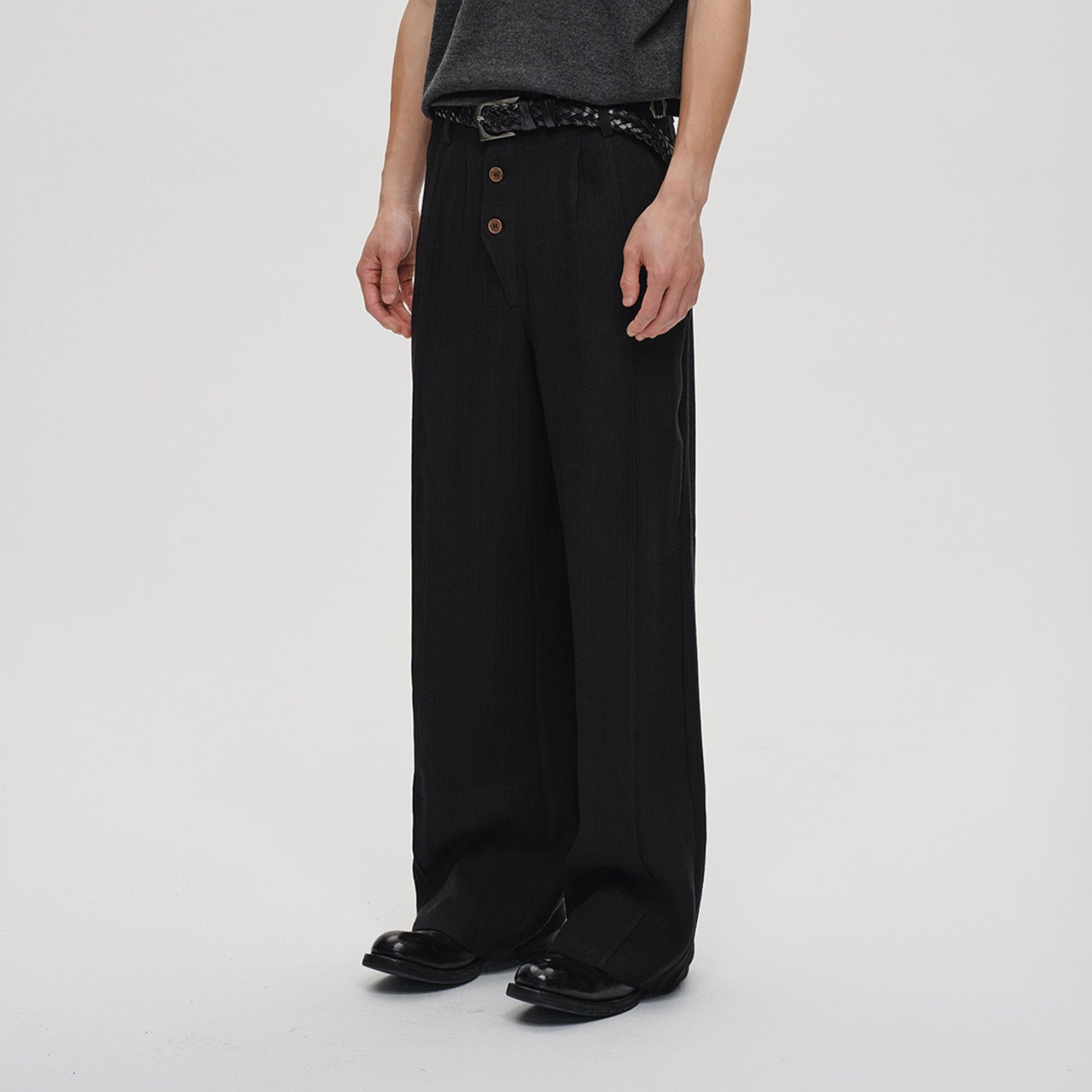 CATSSTAC Linen-Tencel Pleated Straight-Leg Trousers, premium urban and streetwear designers apparel on PROJECTISR.com, CATSSTAC
