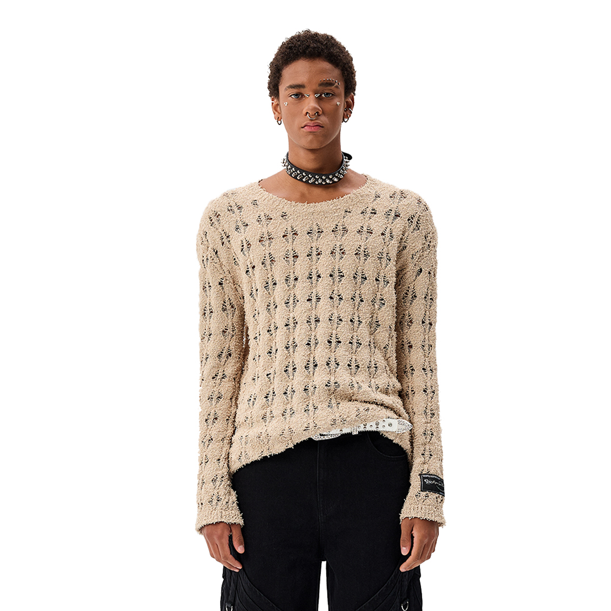 CYCYCY Punk Open-Knit Distressed Sweater