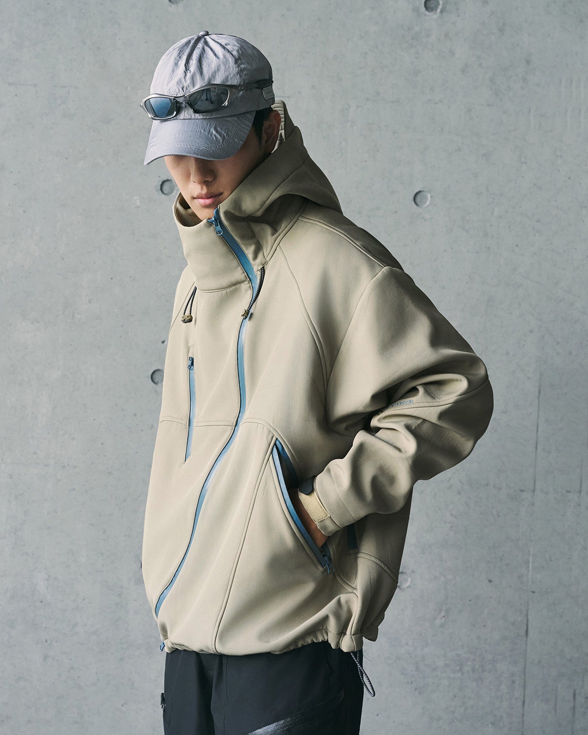 ENSHADOWER Deconstructed Asymmetrical Windbreaker, premium urban and streetwear designers apparel on PROJECTISR.com, ENSHADOWER