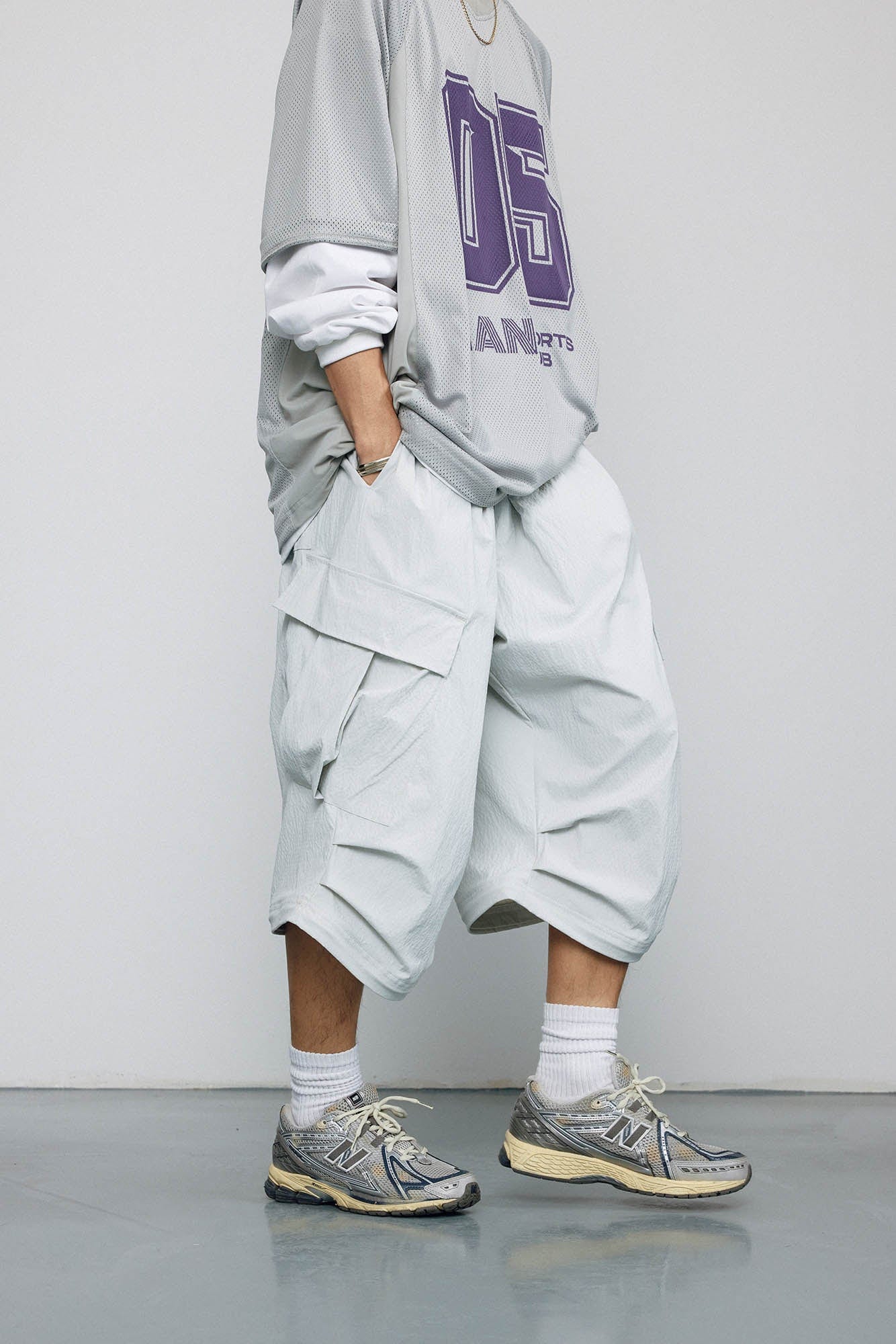 BANANA CLUB Crinkled Multi-Pocket Detachable Cargo Pants, premium urban and streetwear designers apparel on PROJECTISR.com, BANANA CLUB