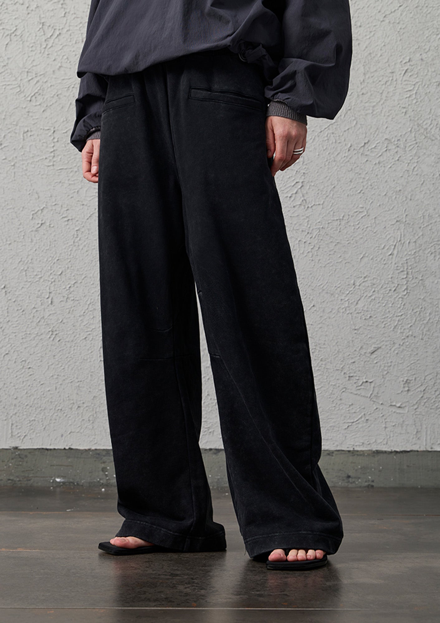 ORGANIC EMOTION Waxed-Wash Oversized Curved Pants, premium urban and streetwear designers apparel on PROJECTISR.com, ORGANIC EMOTION