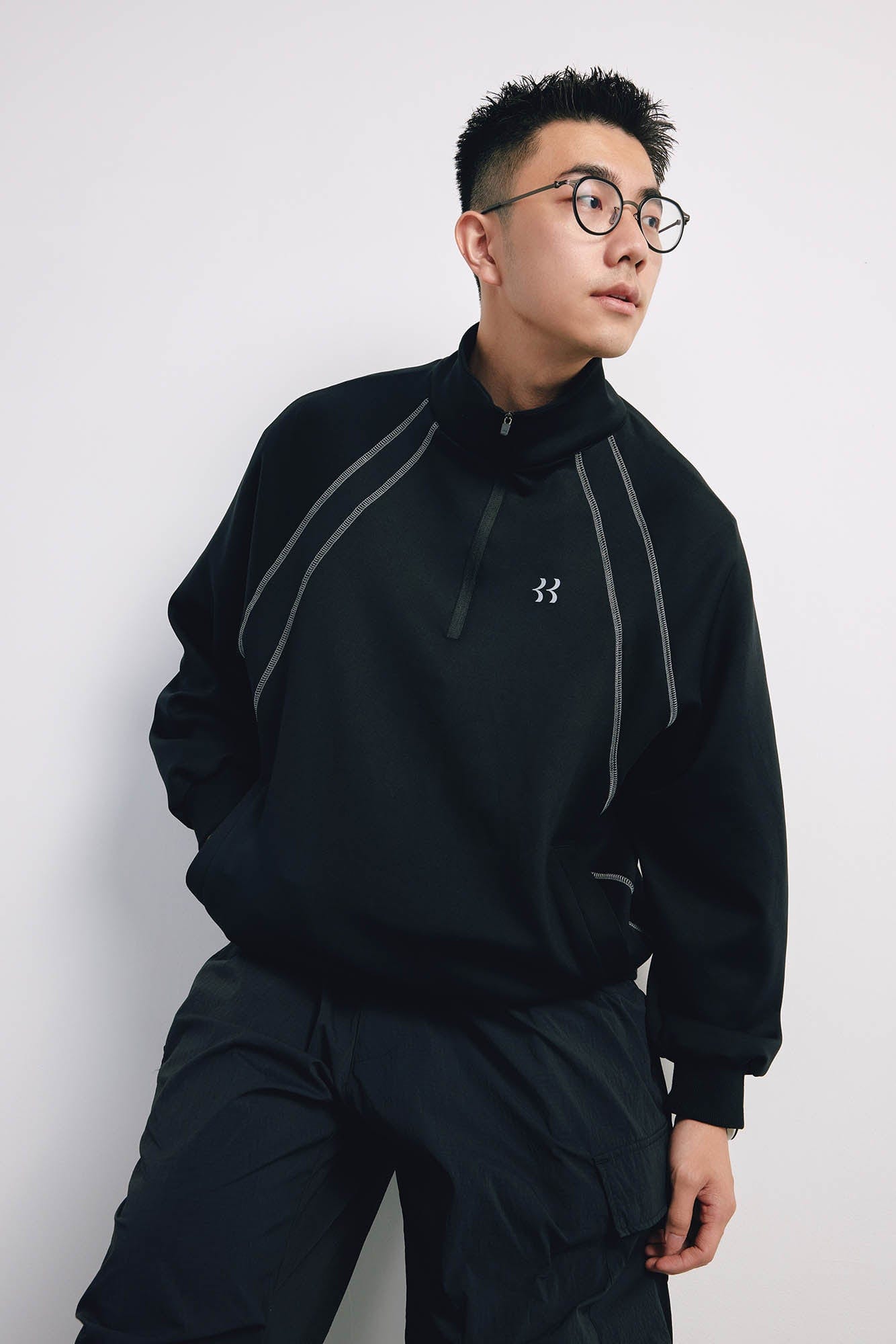 BANANA CLUB Stitch Half-Zip Pullover Sweatshirt, premium urban and streetwear designers apparel on PROJECTISR.com, BANANA CLUB