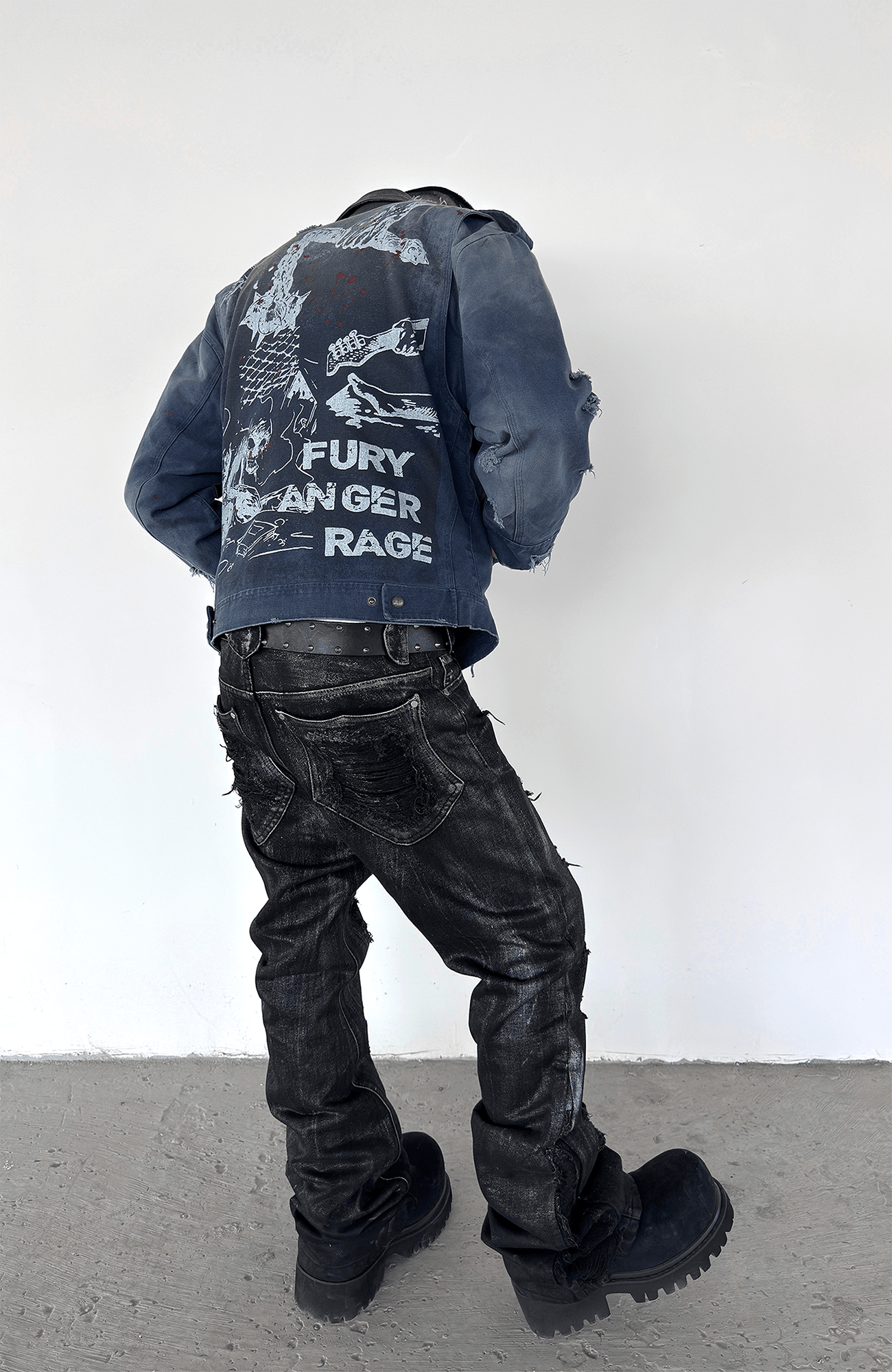 TECNINEGROUP Distressed Grunge Denim Jacket