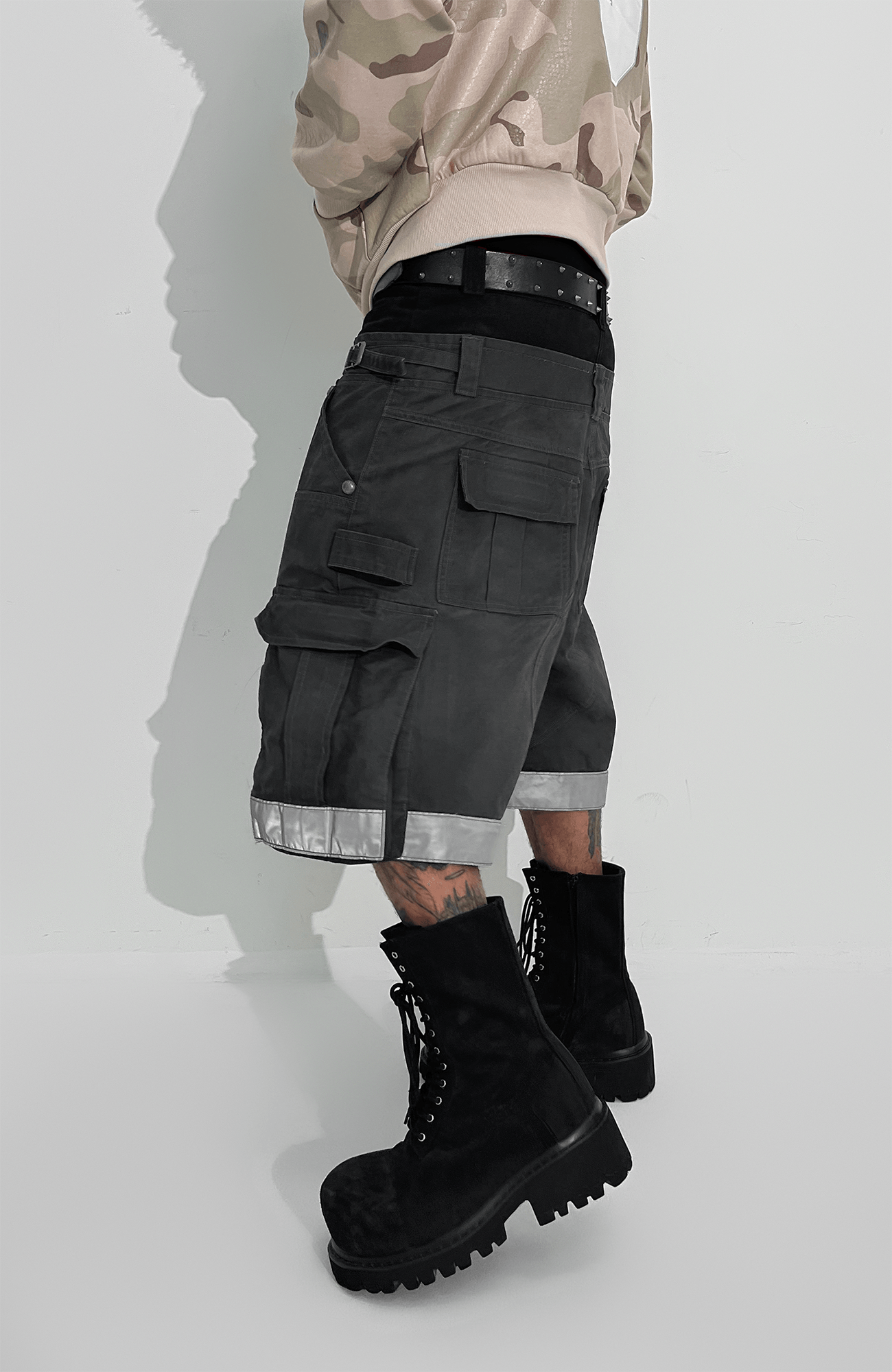 TECNINEGROUP Detachable Reflective Firefighter Cargo Pants Gray