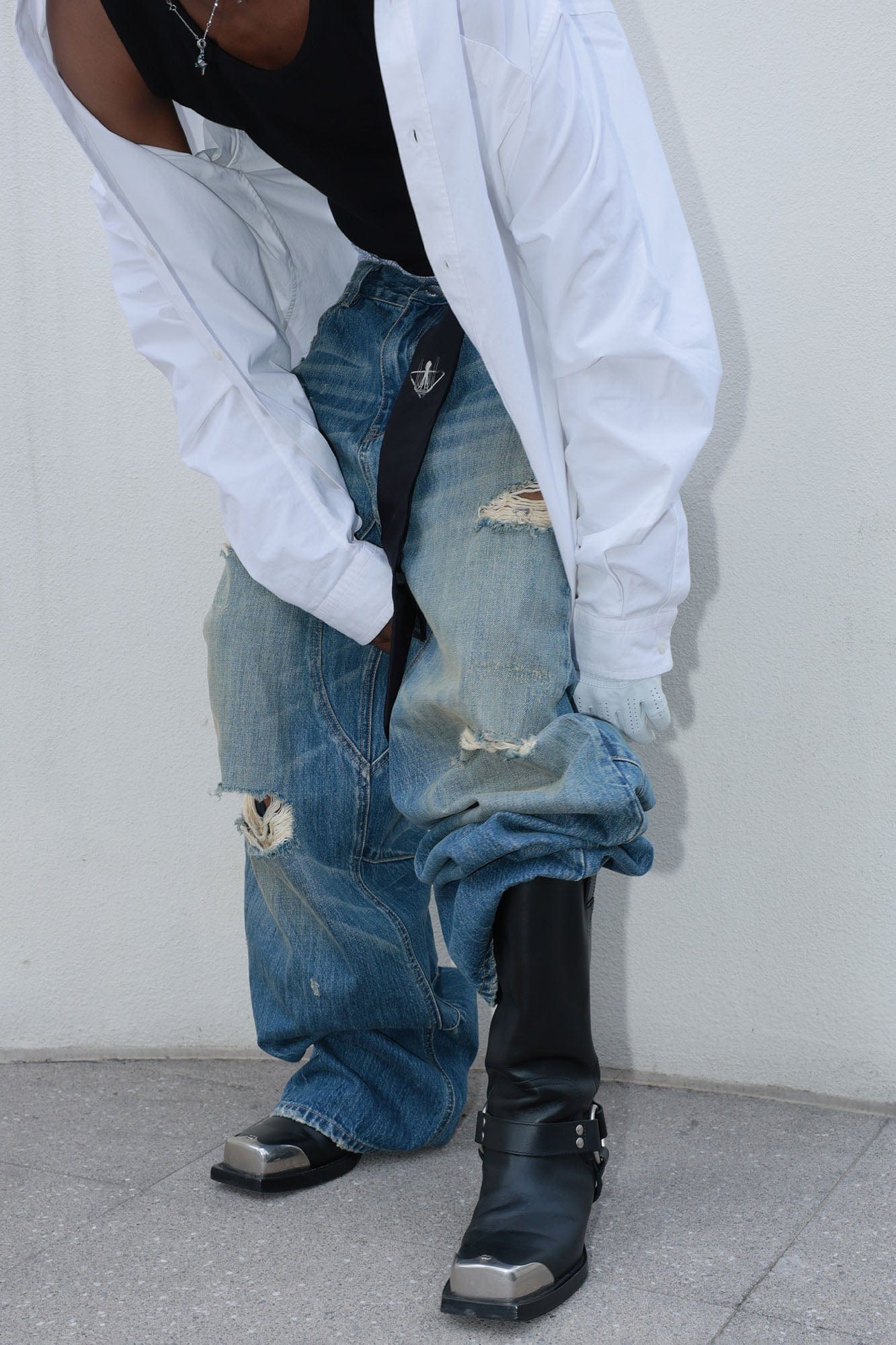 STEEPC Washed Rippled Straight-Leg Jeans, premium urban and streetwear designers apparel on PROJECTISR.com, STEEPC