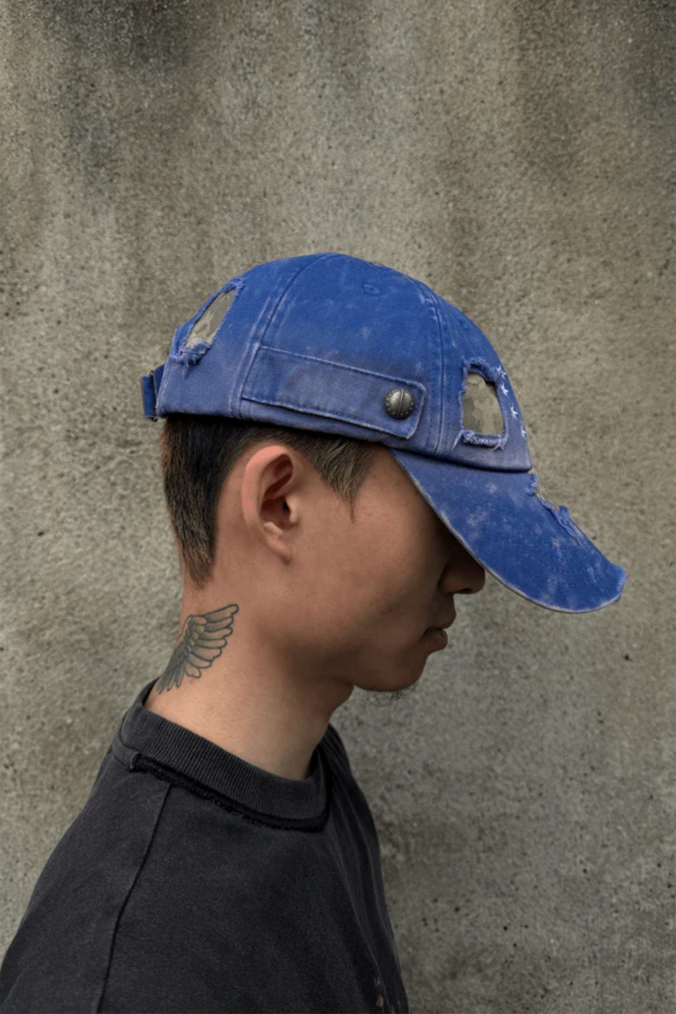 TECNINEGROUP Camo Distressed Panel Star Embroidered Cap, premium urban and streetwear designers apparel on PROJECTISR.com, TECNINEGROUP
