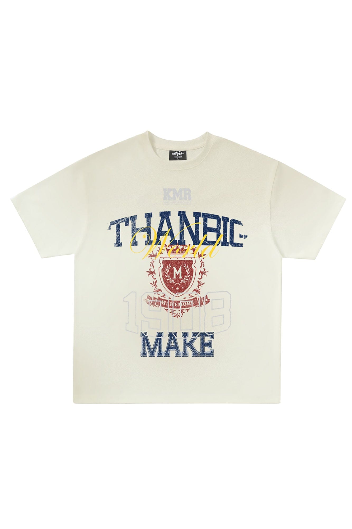 MAKEMORE Retro Distressed Gradient Graphics Oversized T-Shirt, premium urban and streetwear designers apparel on PROJECTISR.com, MAKEMORE