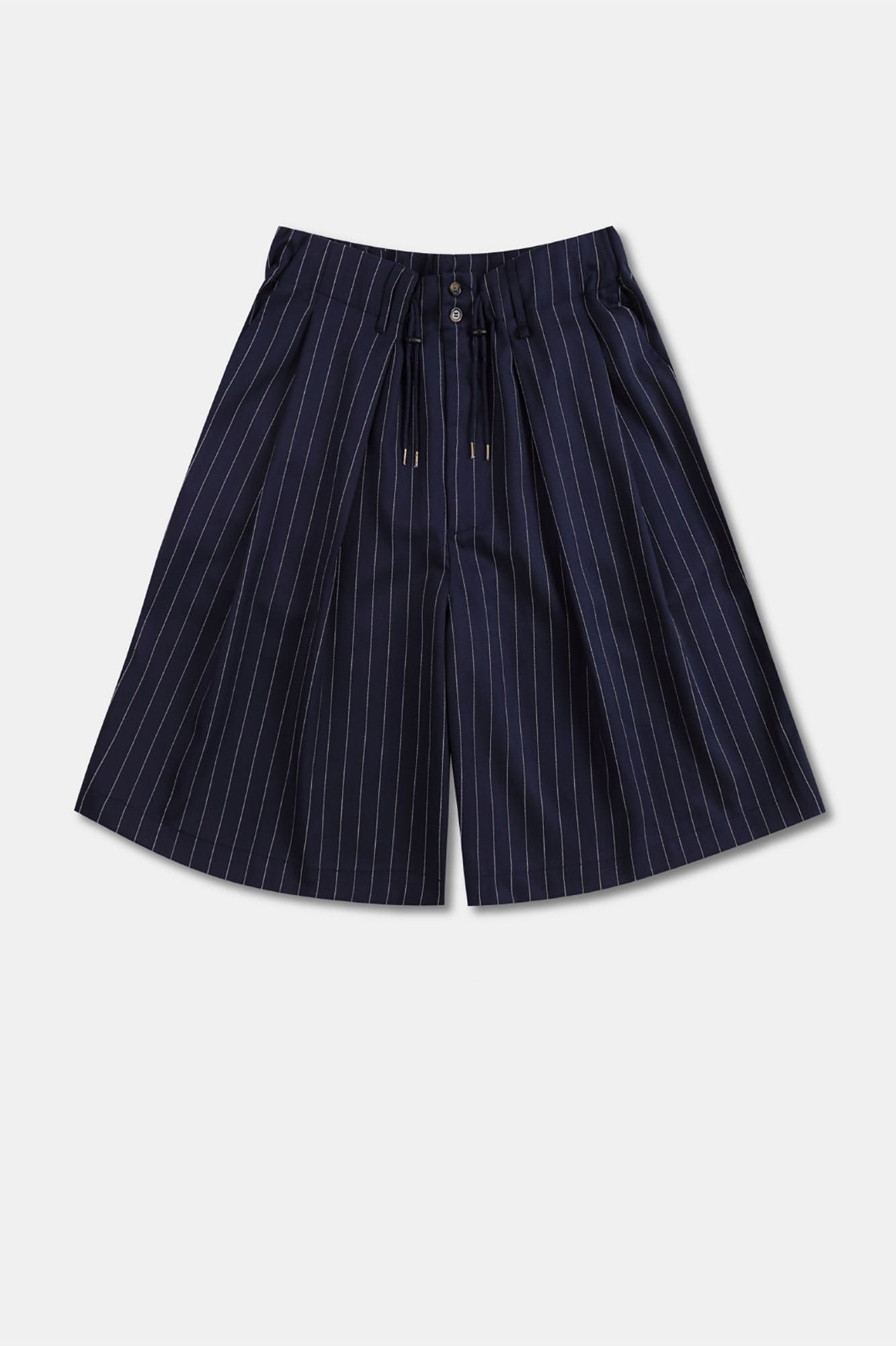 UNLIMITED MOTE Pleated Wide-Leg Drawstring Shorts Stripe, premium urban and streetwear designers apparel on PROJECTISR.com, UNLIMITED MOTE