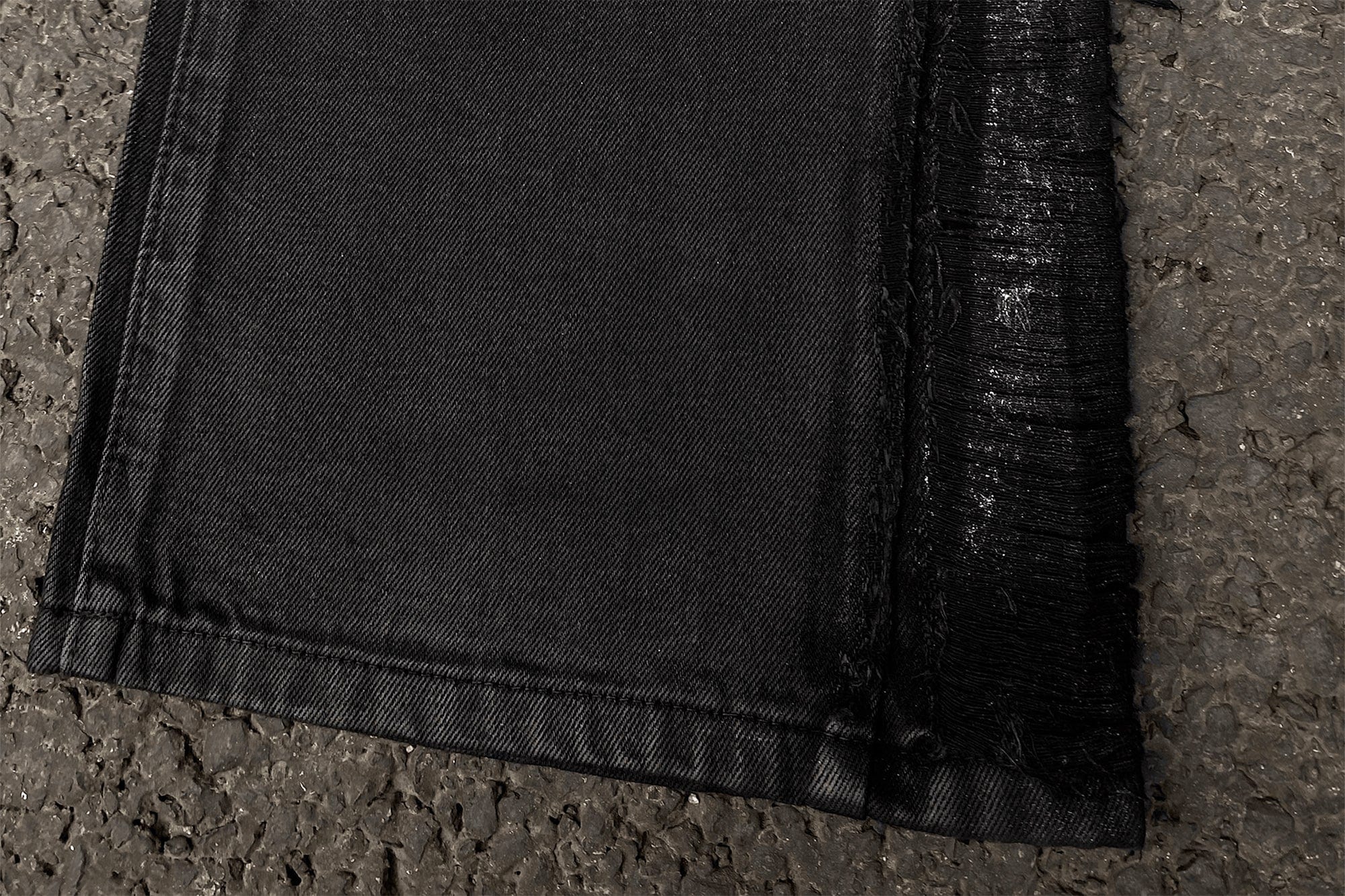TECNINEGROUP Distressed Waxed Metallic Glazed Flared Jeans, premium urban and streetwear designers apparel on PROJECTISR.com, TECNINEGROUP