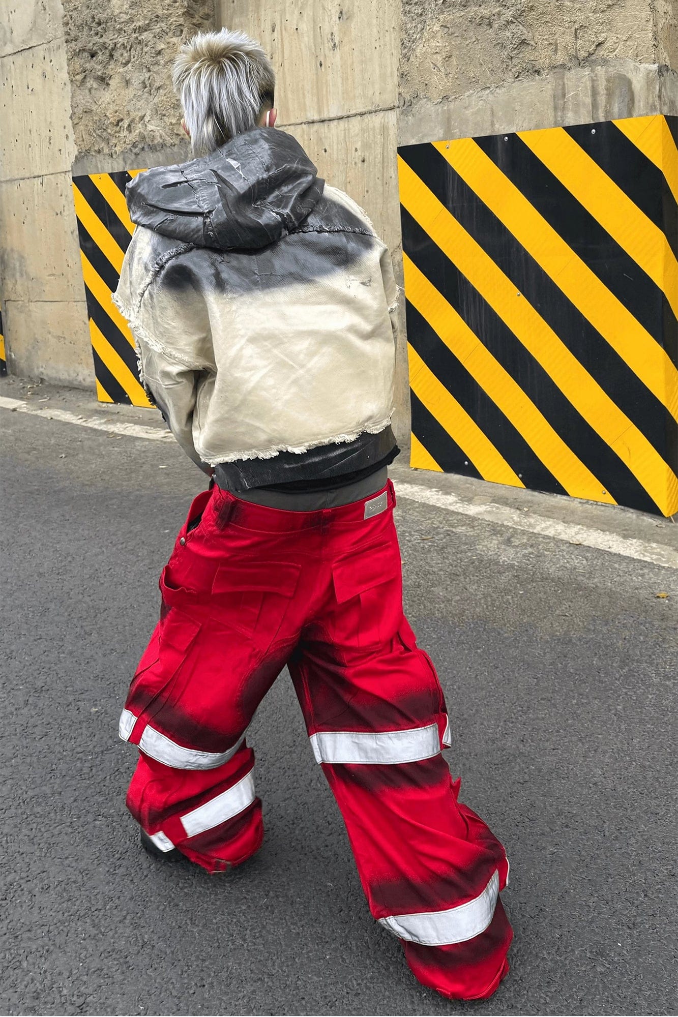 TECNINEGROUP Washed Detachable Reflective Firefighter Cargo Pants Red, premium urban and streetwear designers apparel on PROJECTISR.com, TECNINEGROUP