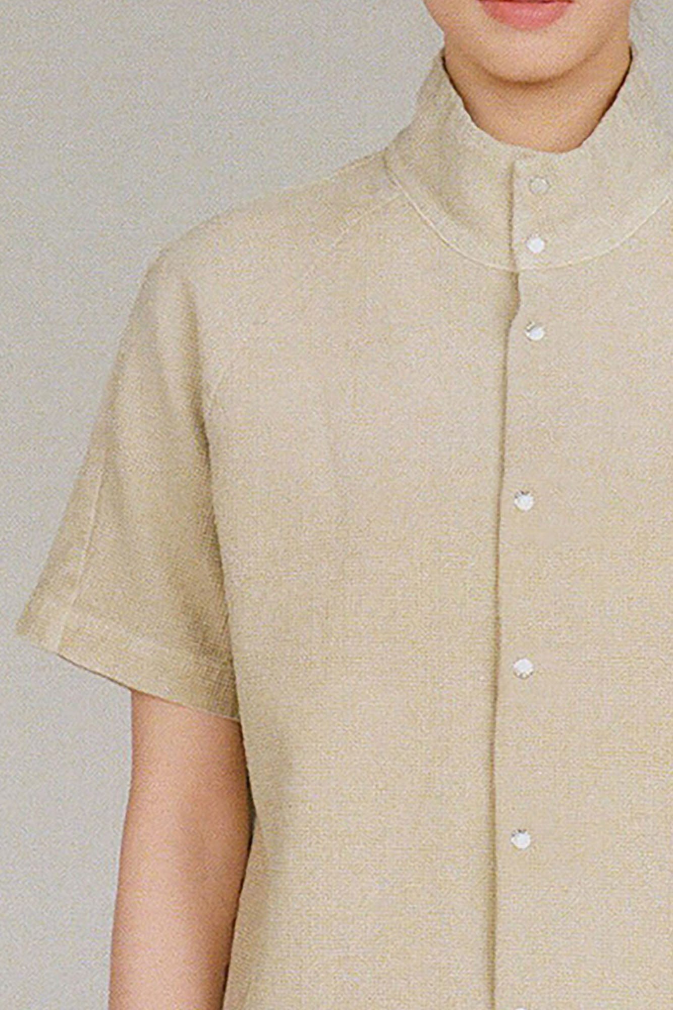 URBAN+FOREST Washed Waffle Stand Collar Half Shirt, premium urban and streetwear designers apparel on PROJECTISR.com, URBAN+FOREST