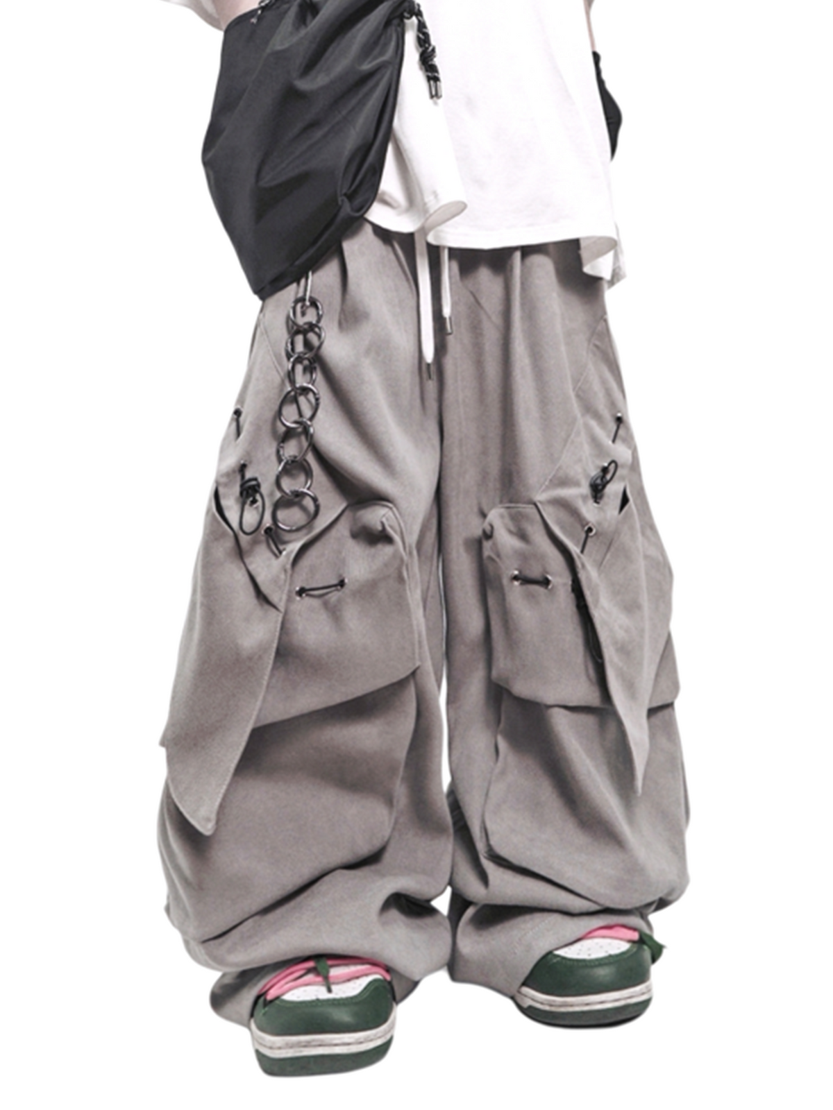 UUCSCC Multi-Pocket Curved Wide-Leg Pants