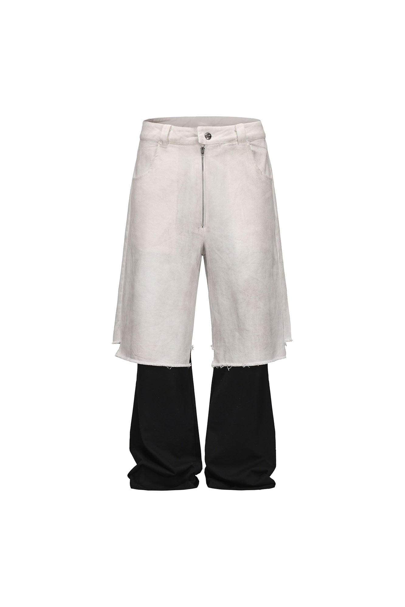 LUUUCAM Raw-Edge Double-Layer Mock Shorts Pants, premium urban and streetwear designers apparel on PROJECTISR.com, LUUUCAM