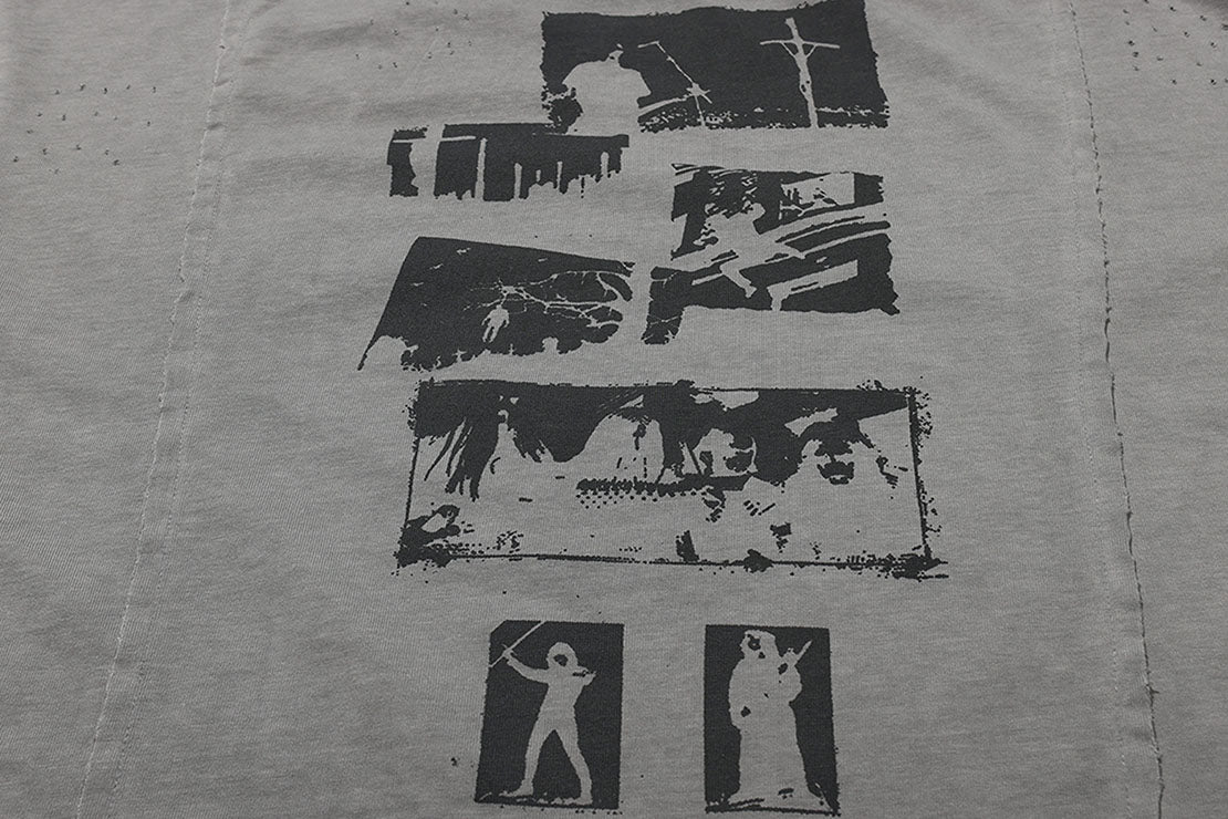 LUUUCAM A Mad Summer Night Dream Distressed Panel T-Shirt, premium urban and streetwear designers apparel on PROJECTISR.com, LUUUCAM