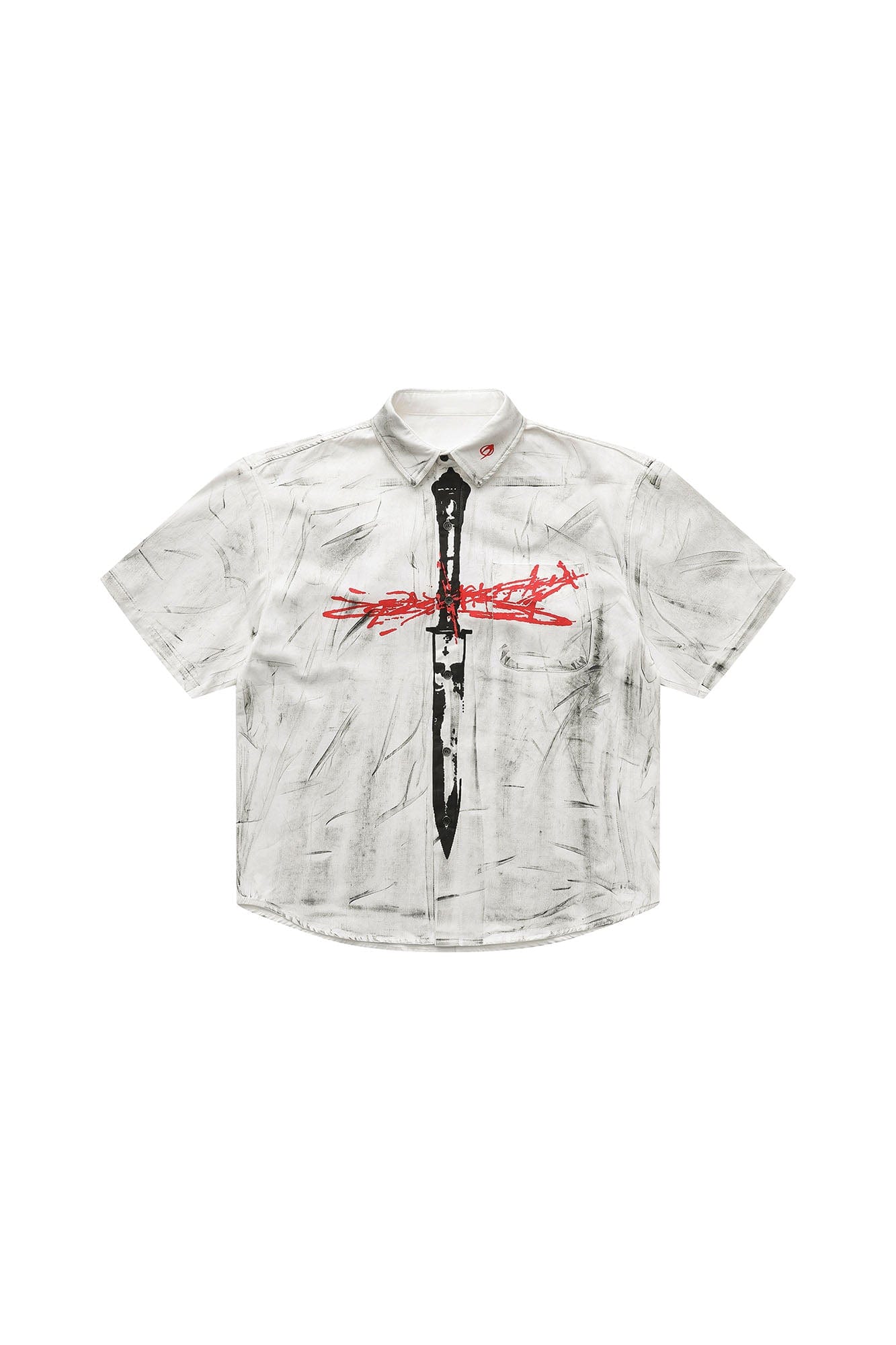 LUUUCAM Graffiti Blade Graphic Half Shirt, premium urban and streetwear designers apparel on PROJECTISR.com, LUUUCAM
