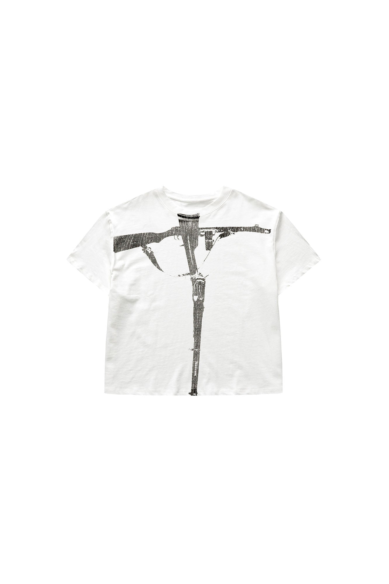LUUUCAM Cruciform Rifle Graphic Washed T-Shirt, premium urban and streetwear designers apparel on PROJECTISR.com, LUUUCAM