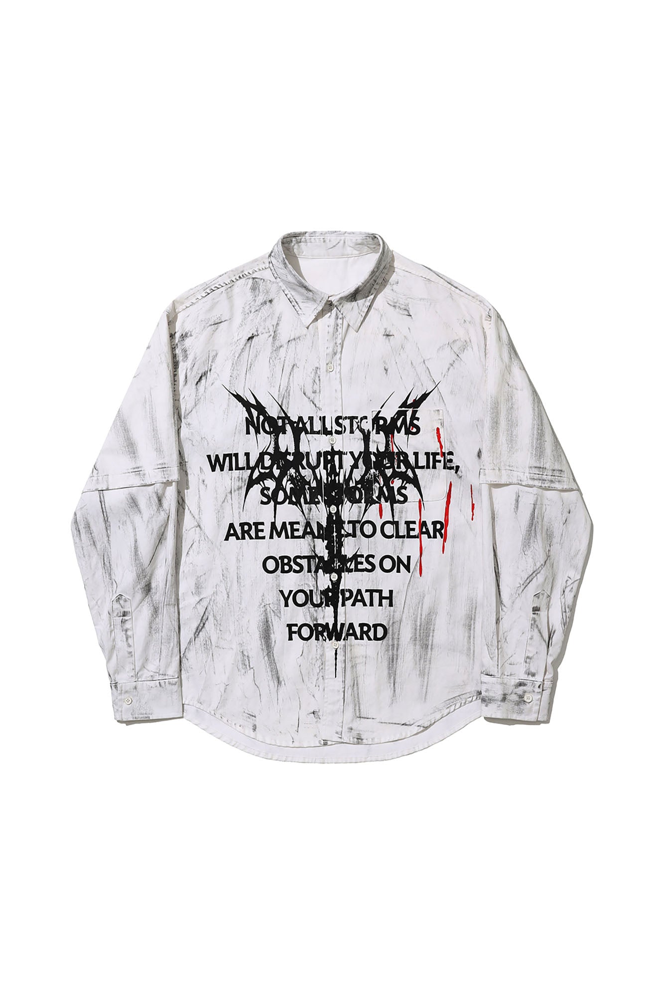 LUUUCAM Slogan Graphic Paintbrush Double-Layer Shirt, premium urban and streetwear designers apparel on PROJECTISR.com, LUUUCAM