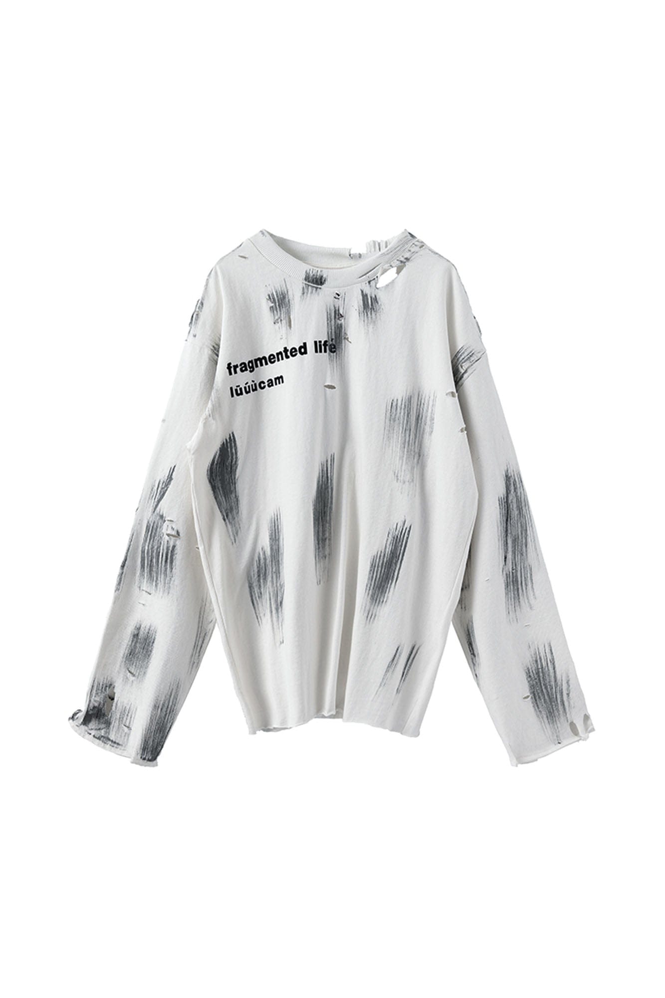 LUUUCAM Fragmented Life Distressed Brushstroke Tee, premium urban and streetwear designers apparel on PROJECTISR.com, LUUUCAM