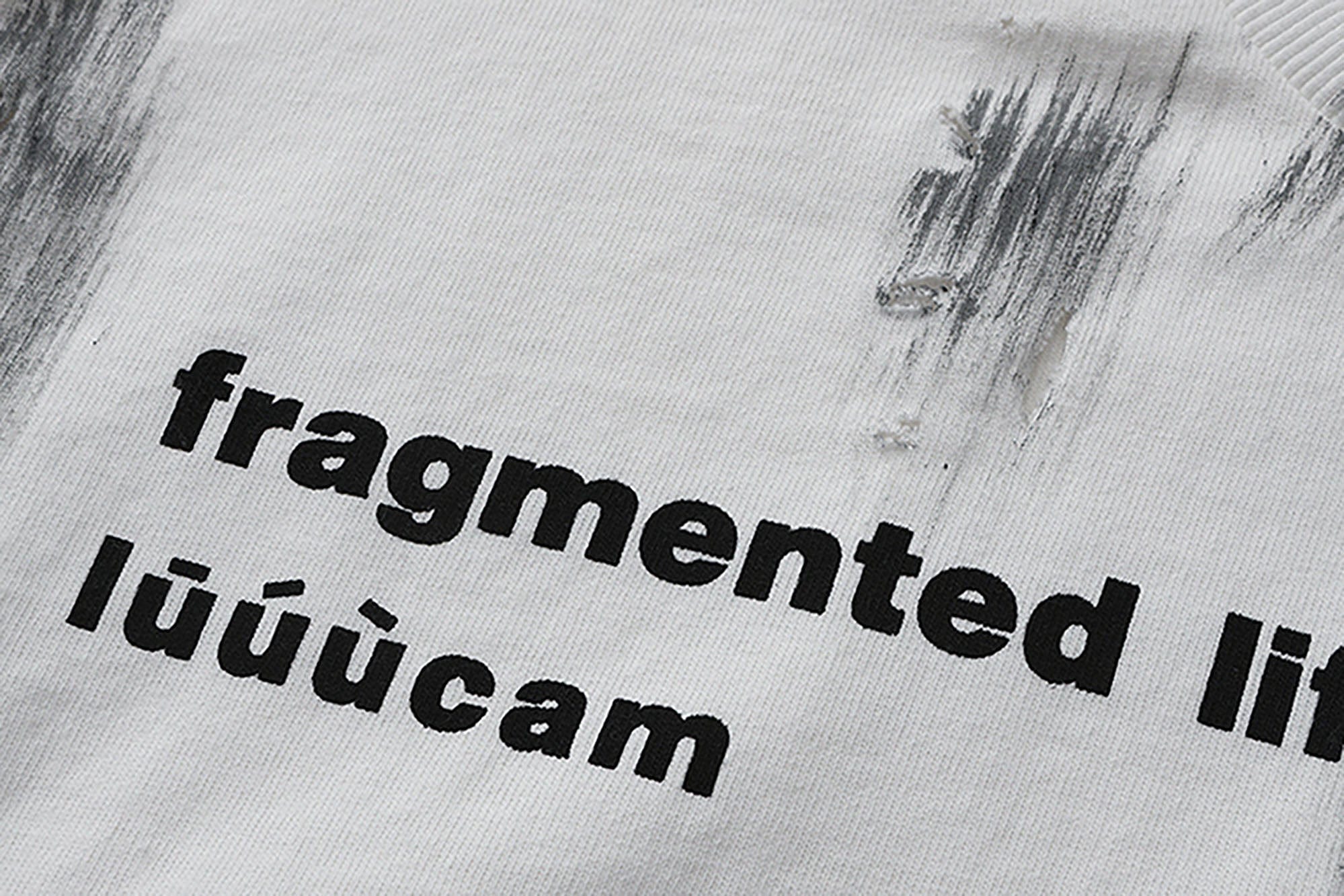 LUUUCAM Fragmented Life Distressed Brushstroke Tee, premium urban and streetwear designers apparel on PROJECTISR.com, LUUUCAM