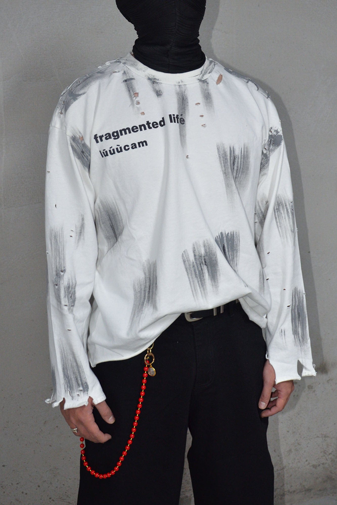 LUUUCAM Fragmented Life Distressed Brushstroke Tee, premium urban and streetwear designers apparel on PROJECTISR.com, LUUUCAM